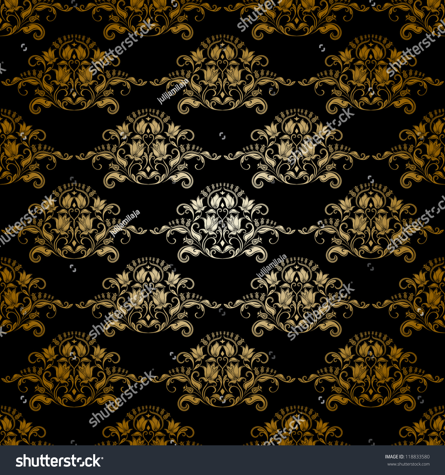 Damask Seamless Floral Pattern. Royal Wallpaper. Flowers On A Dark ...