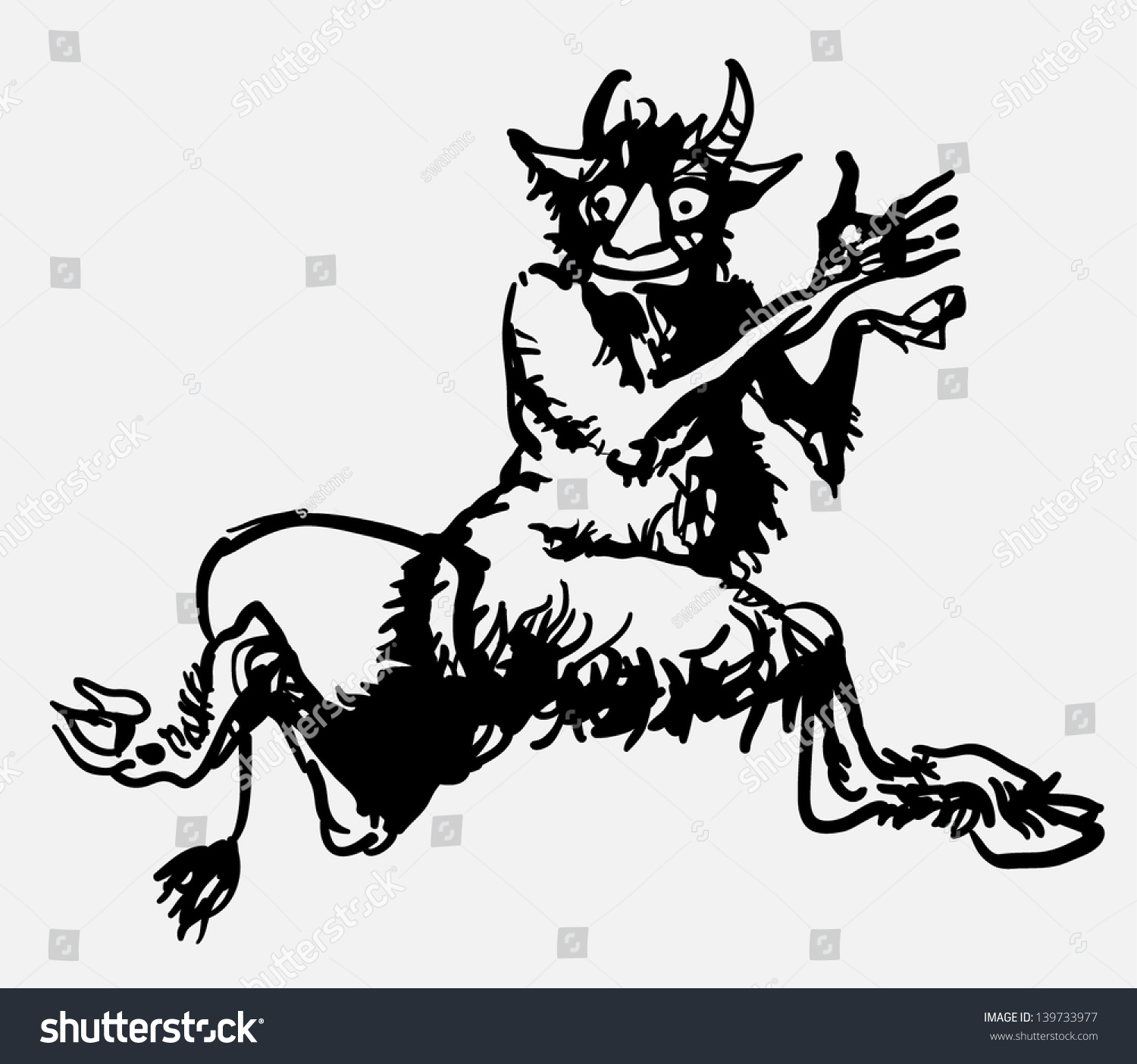 black satyr drawing, gesturing, sitting clip art preview