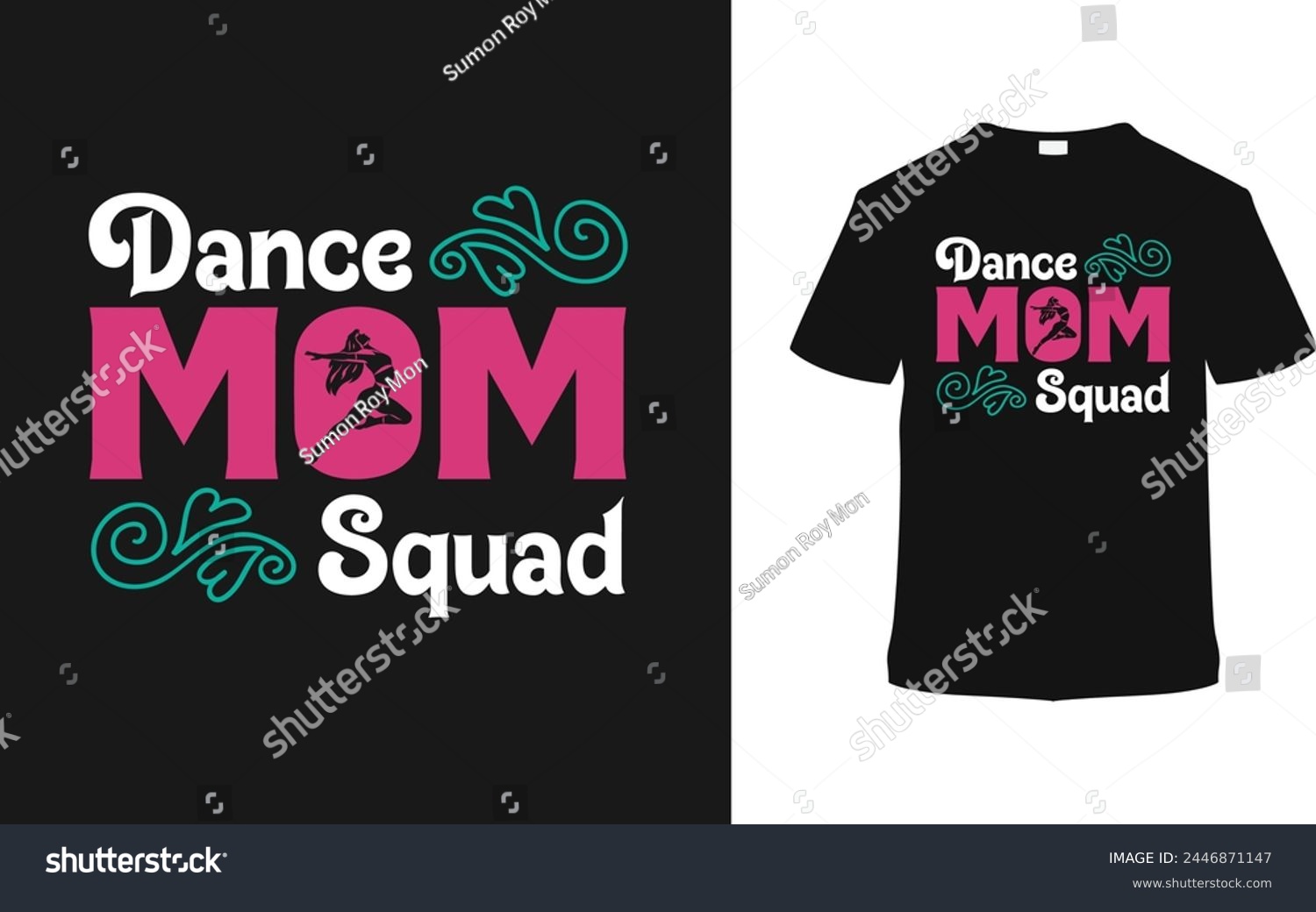 SVG of Dance Mom Squad Mother's Day T shirt Design, vector illustration, graphic template, print on demand, typography, vintage, eps 10, textile fabrics, retro style, element, apparel, mom tee svg
