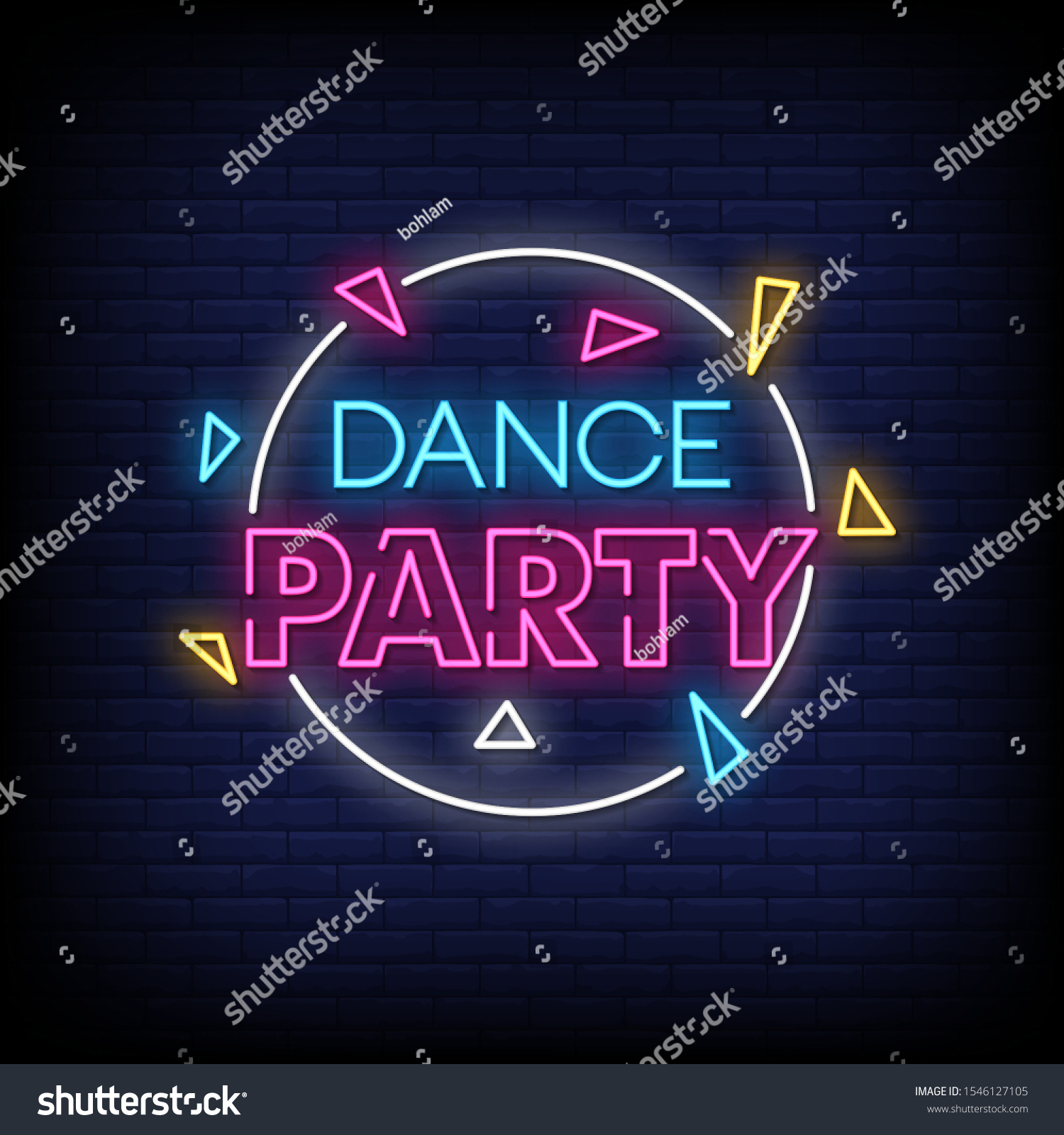 Dance Party Neon Signs Style Text Stock Vector Royalty Free 1546127105 Shutterstock