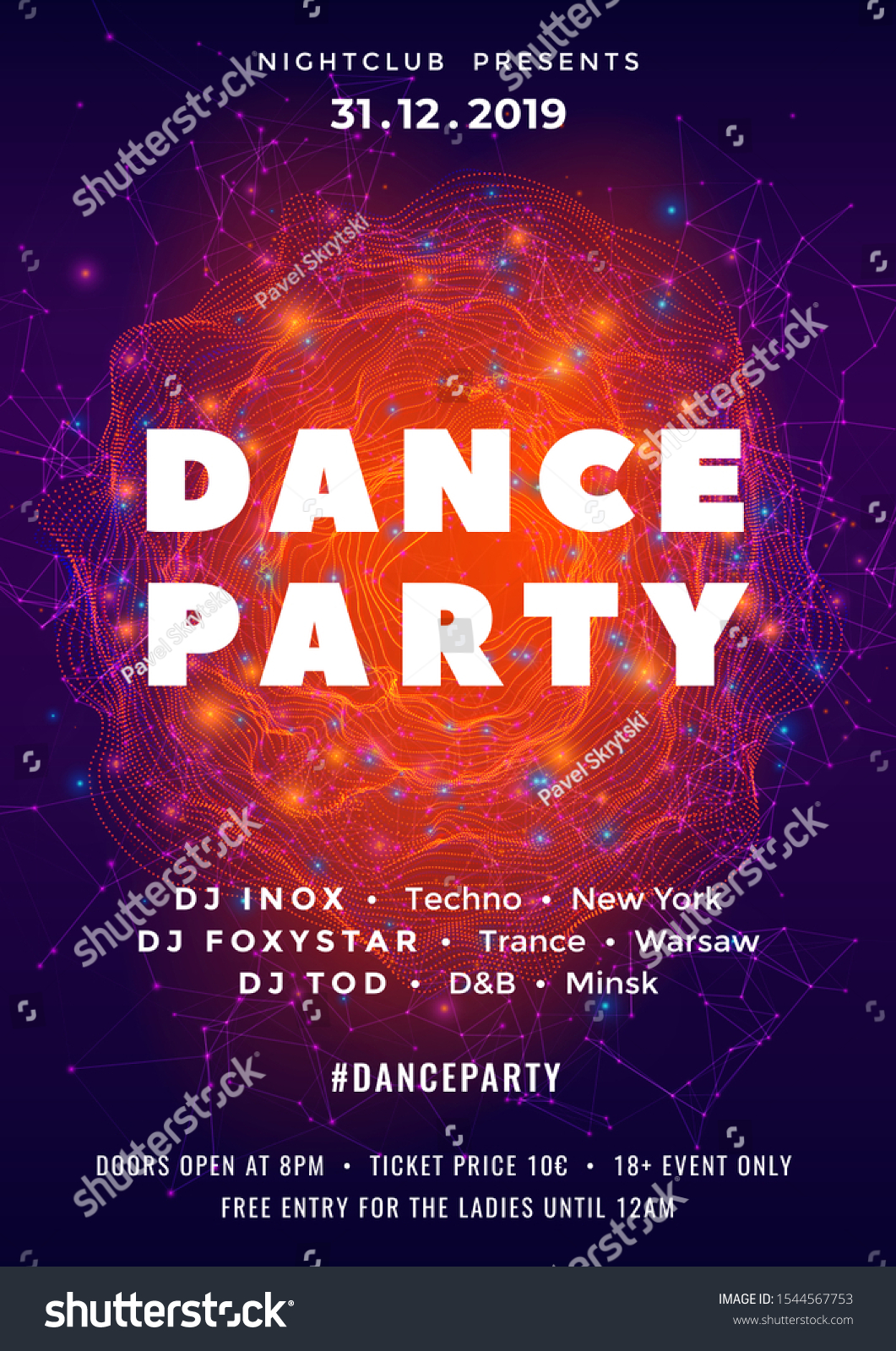 Dance Party Poster Vector Background Template Stock Vector (Royalty ...