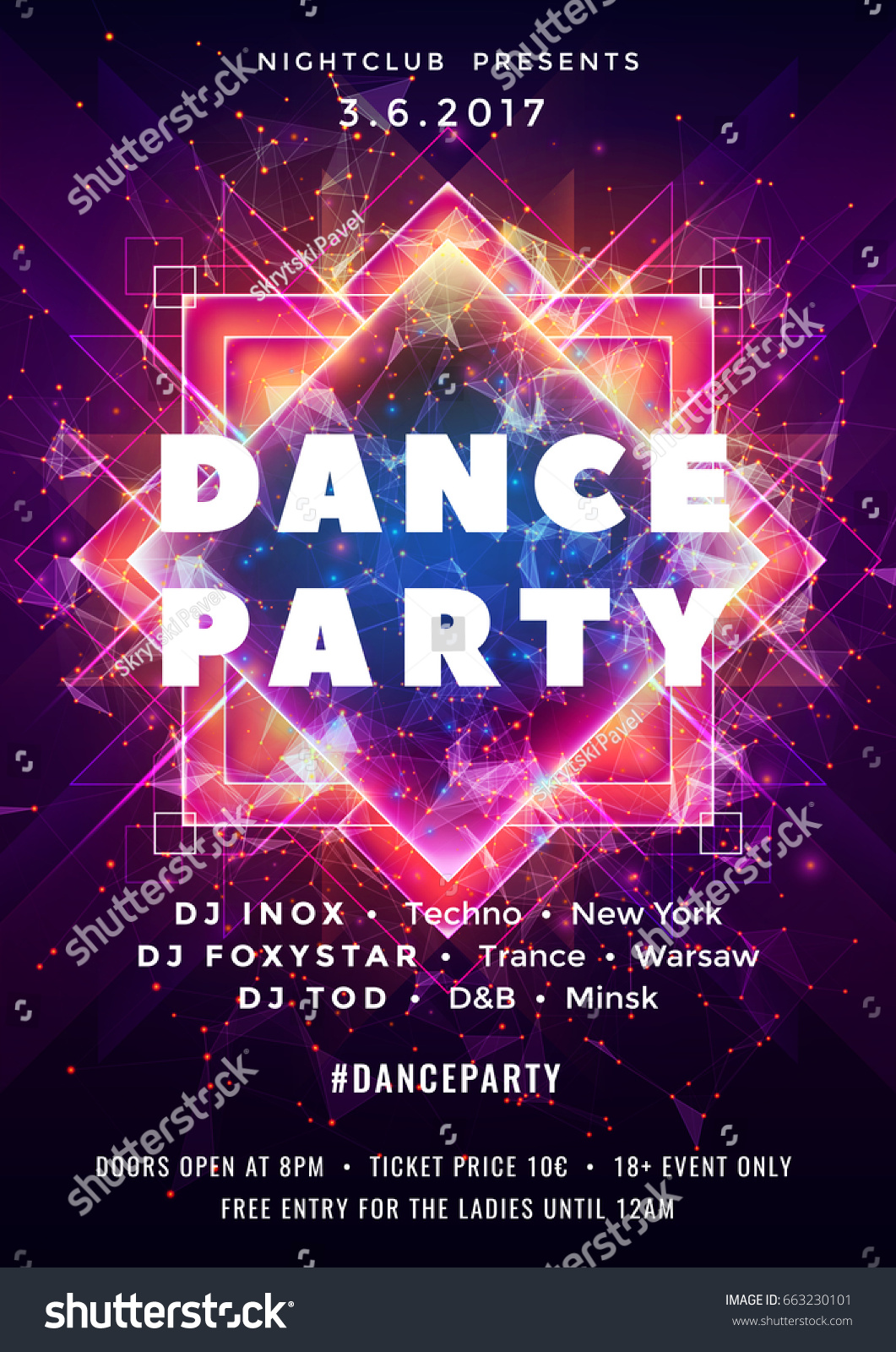 Dance Party Poster Vector Background Template Stock Vector (Royalty ...