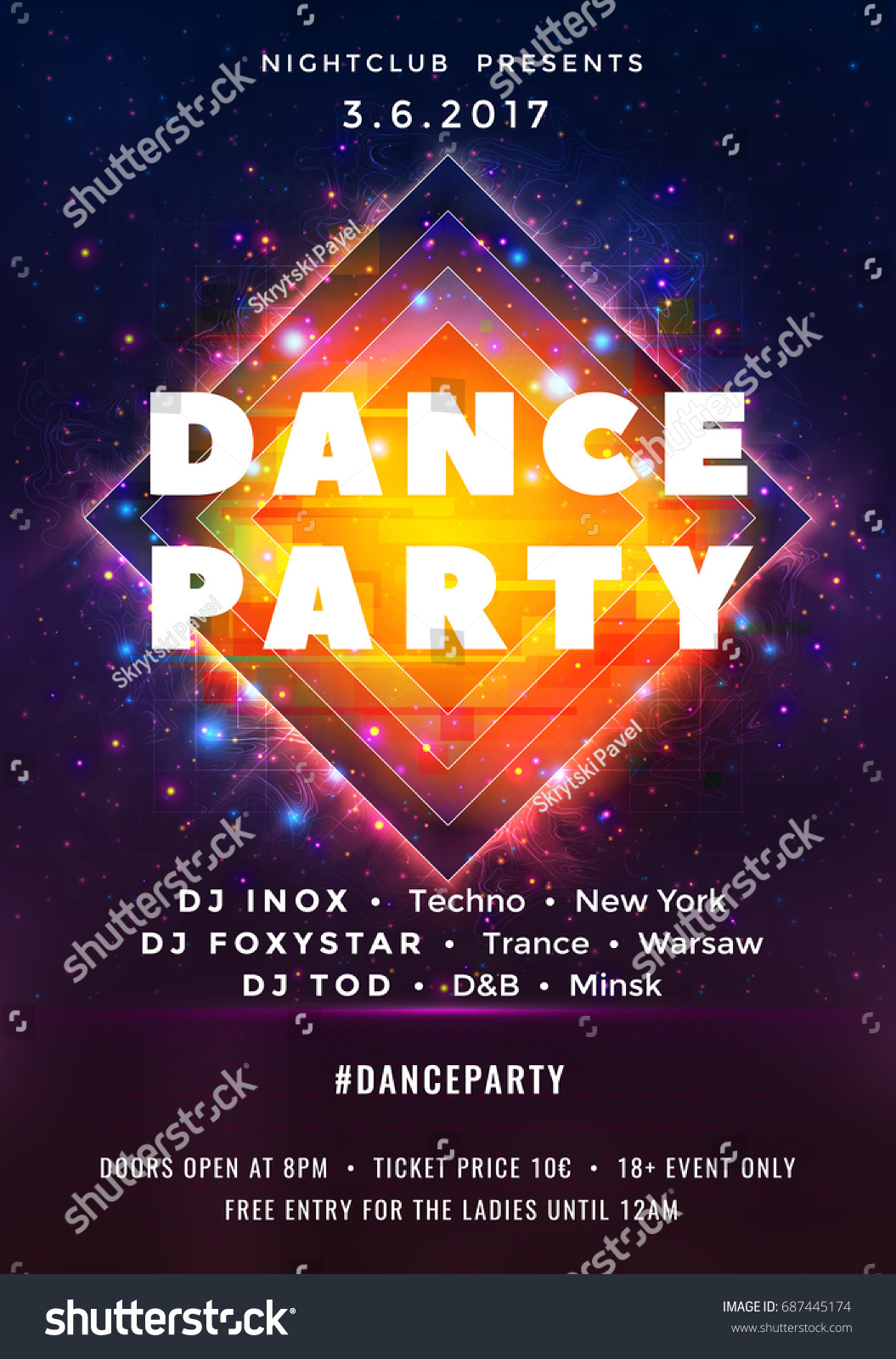 Dance Party Poster Vector Background Template Stock Vector Royalty Free