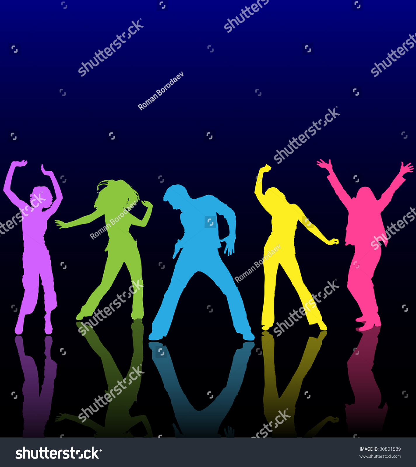 Dance Silhouette Floor Dancer People Adult Stock Vector 30801589 ...