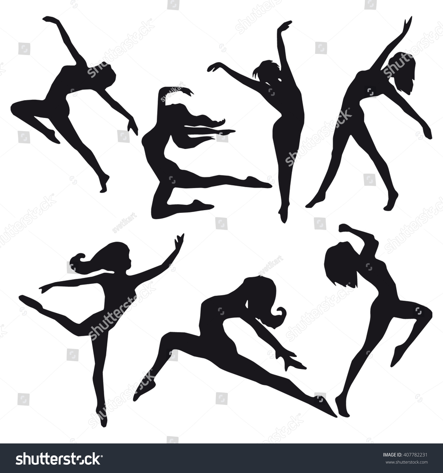 Dancer Silhouette Vector Images Collection. - 407782231 : Shutterstock