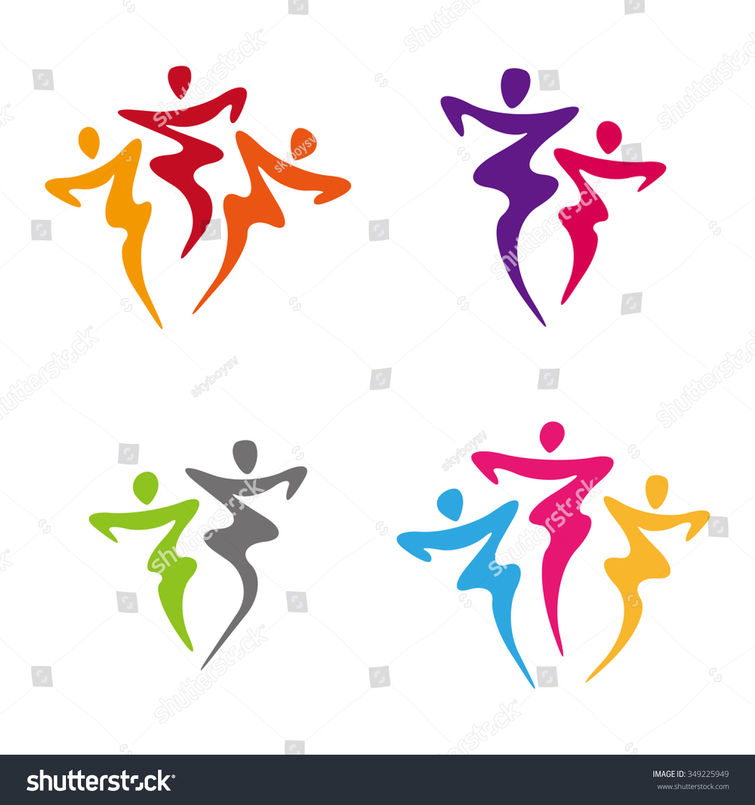 Dancers Illustration. Dancing People Logo Set. Tango. Vector Collection ...