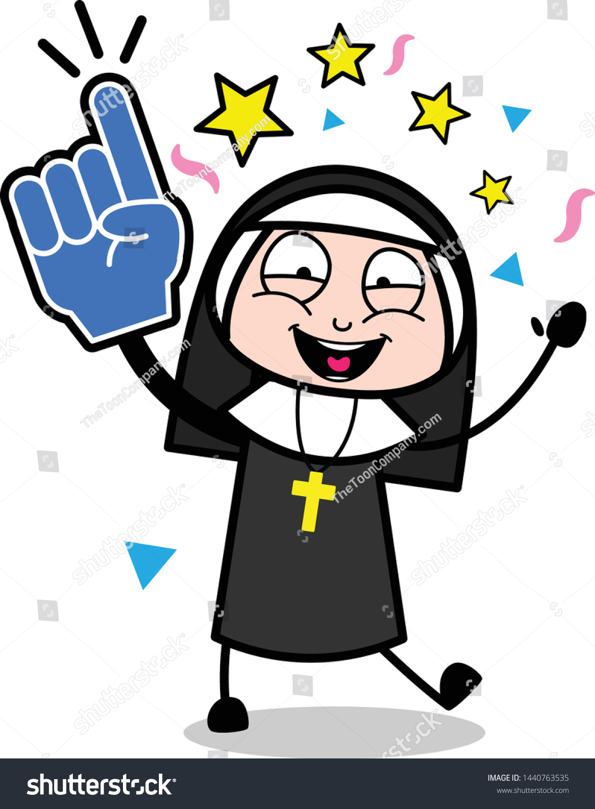 Dancing Enjoying Cartoon Nun Lady Vector Stock Vector (Royalty Free