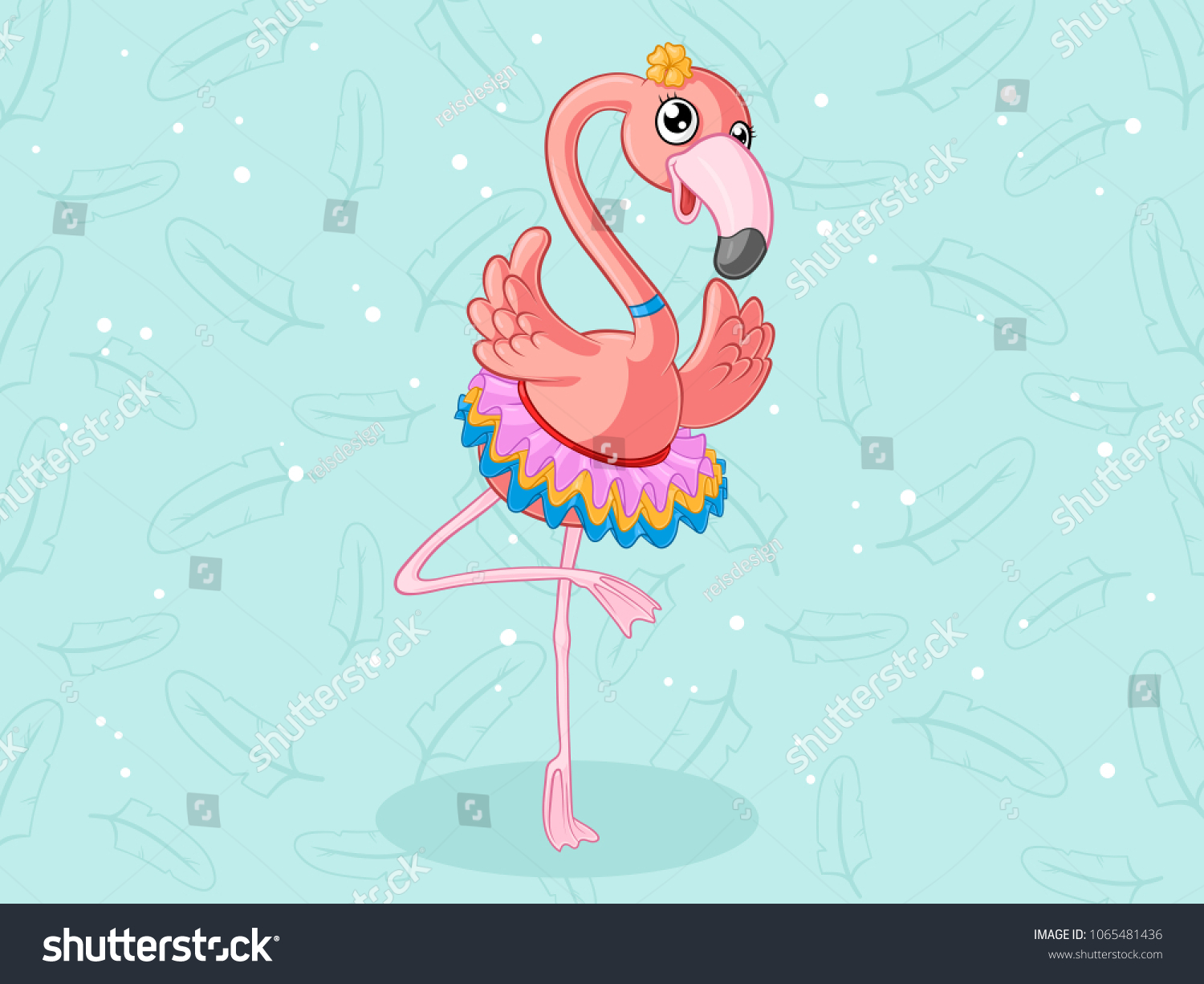 Dancing Cartoon Flamingo Tutu Stock Vector Royalty Free 1065481436