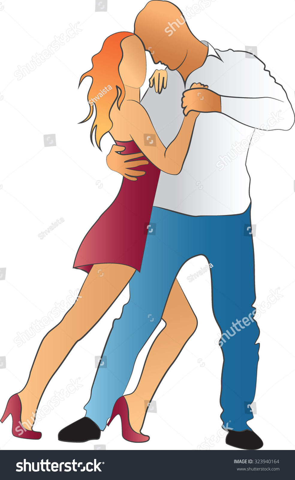 Dancing Couple In Color Stock Vector Illustration 323940164 : Shutterstock