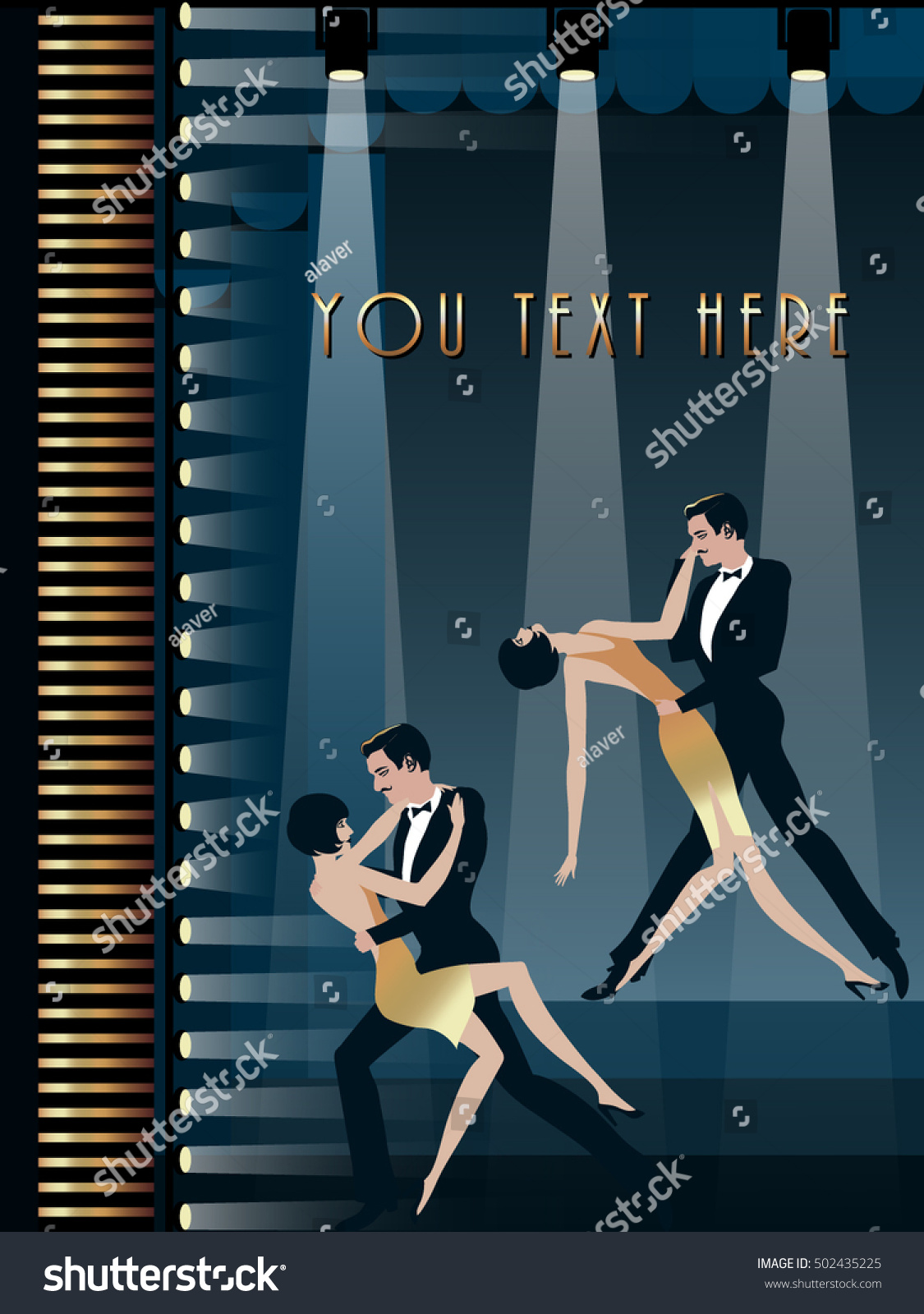 Dancing Couples On Dancefloor Retro Party Stock Vector 502435225 Shutterstock 9379