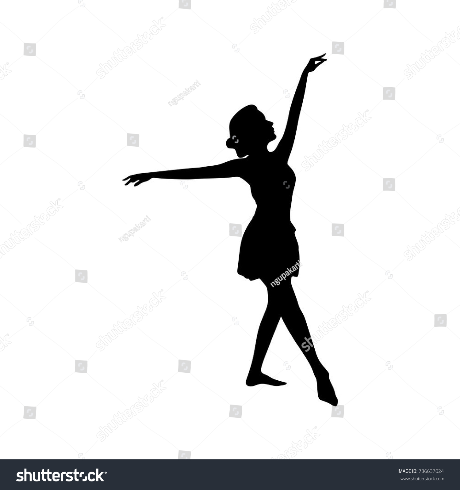 Dancing Girl Isolated Black Silhouette Vector เวกเตอร์สต็อก ปลอดค่าลิขสิทธิ์ 786637024 5002