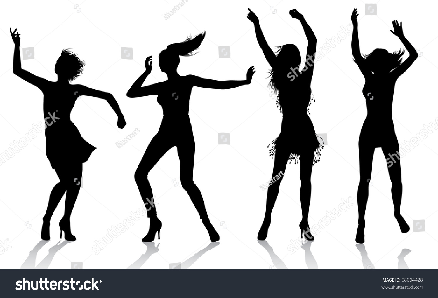 Dancing Girl Silhouettes Stock Vector Royalty Free 58004428 6104