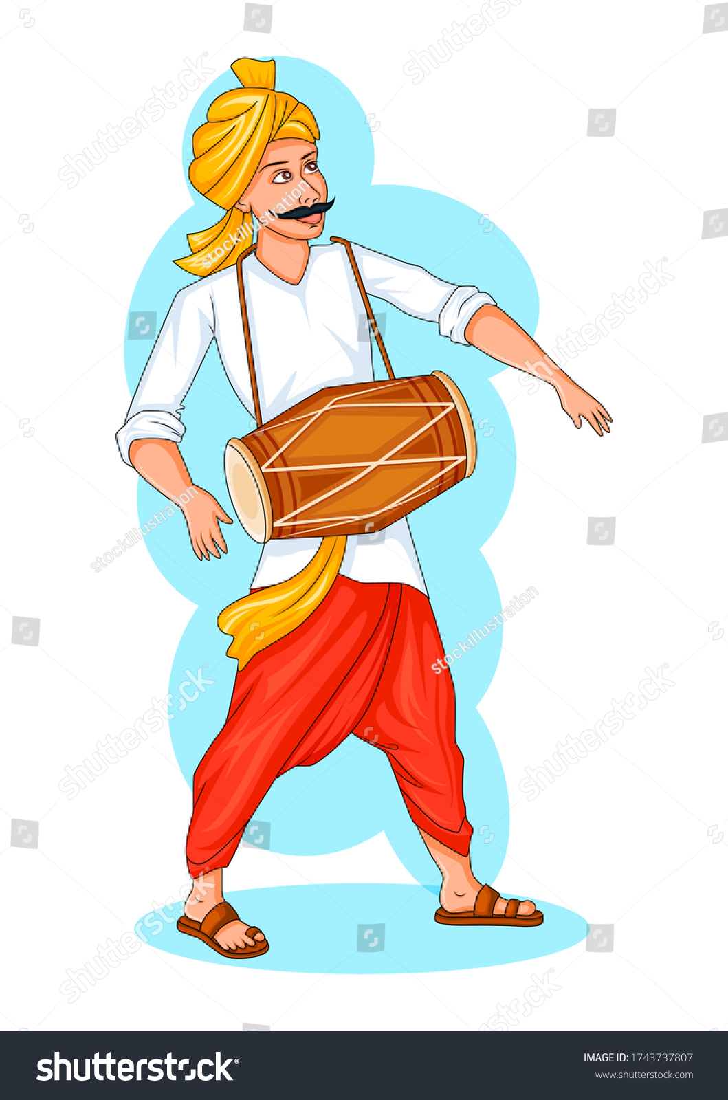 Dancing Maharashtrian Man Dhol Drum India Stock Vector (Royalty Free ...