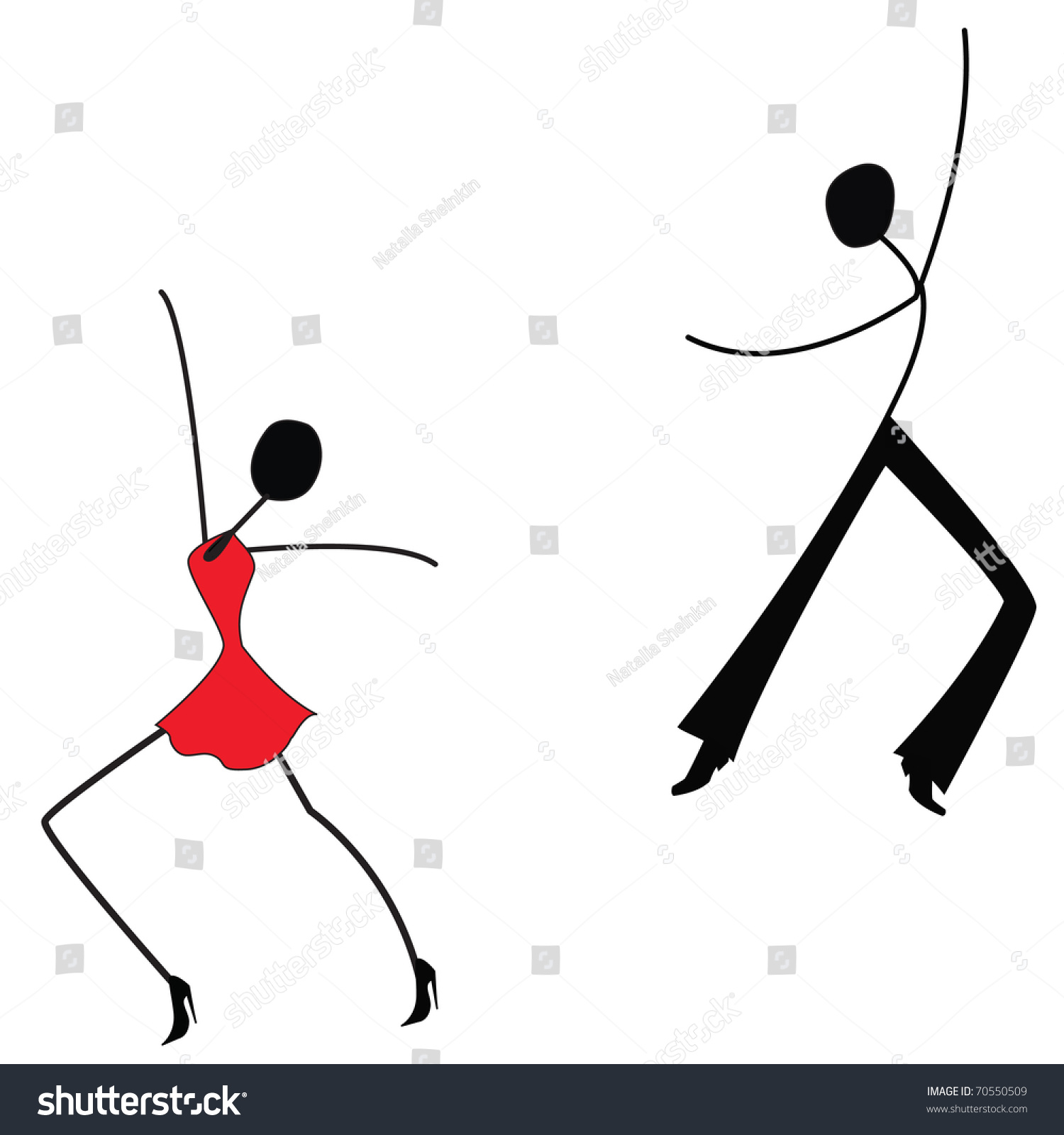 Dancing Man Woman Stick Figure Stock Vector 70550509 Shutterstock