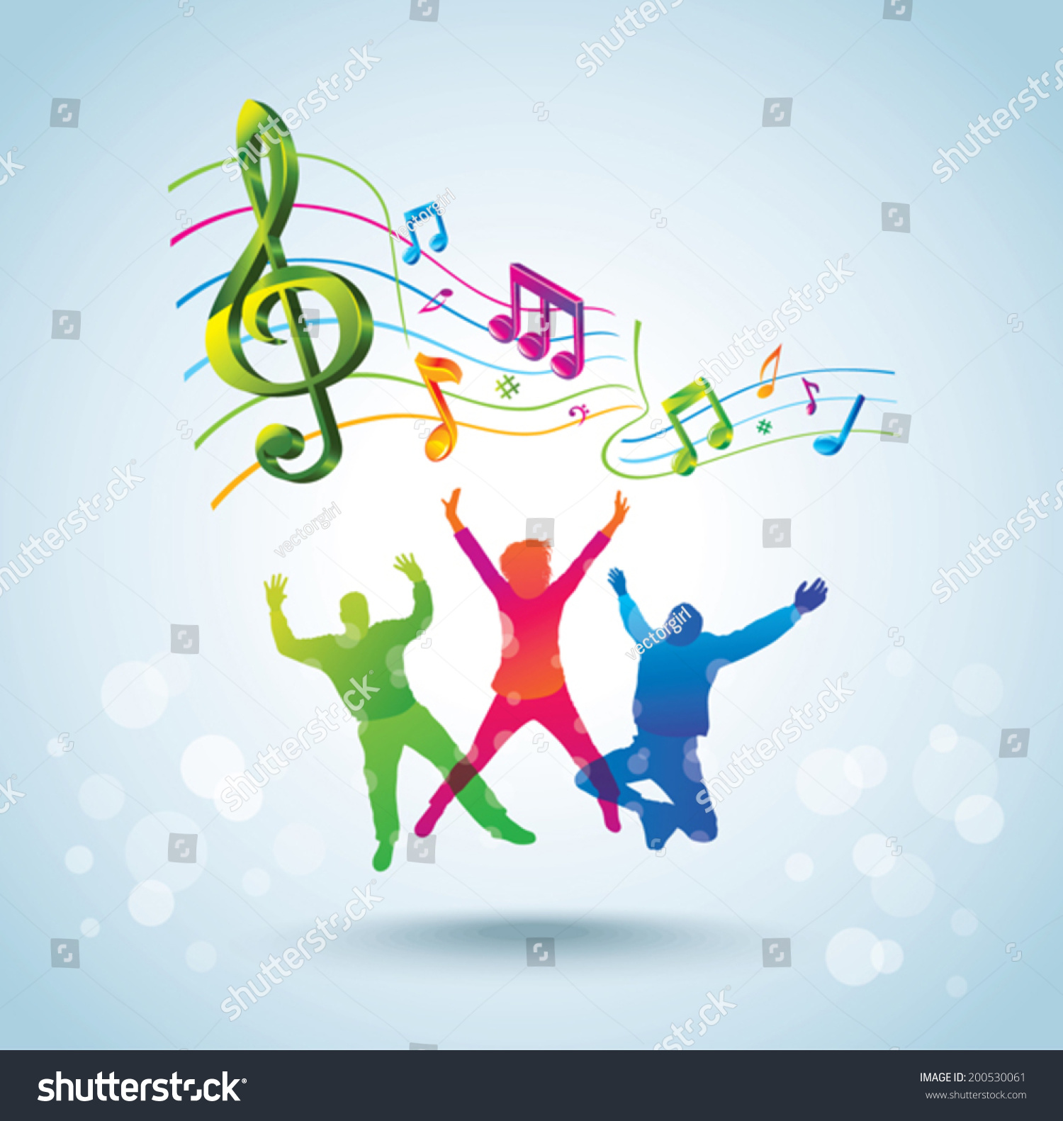 Dancing People Music Background Stock Vector (Royalty Free) 200530061 ...