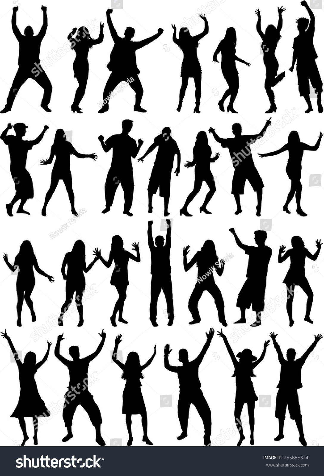 Dancing People Silhouettes Stock Vector (Royalty Free) 255655324 ...