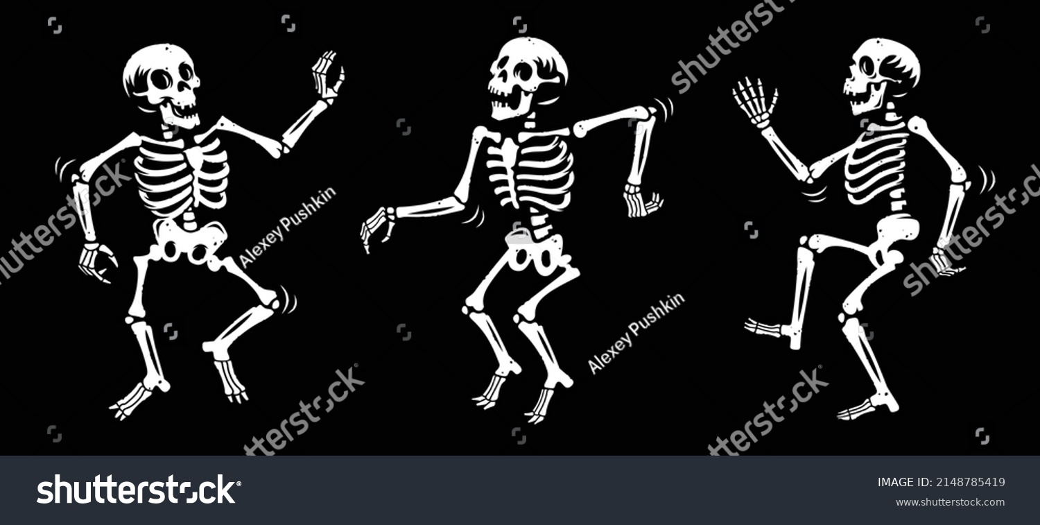 Dancing Skeletons Vector Illustration Isolated On Stock Vector (Royalty ...