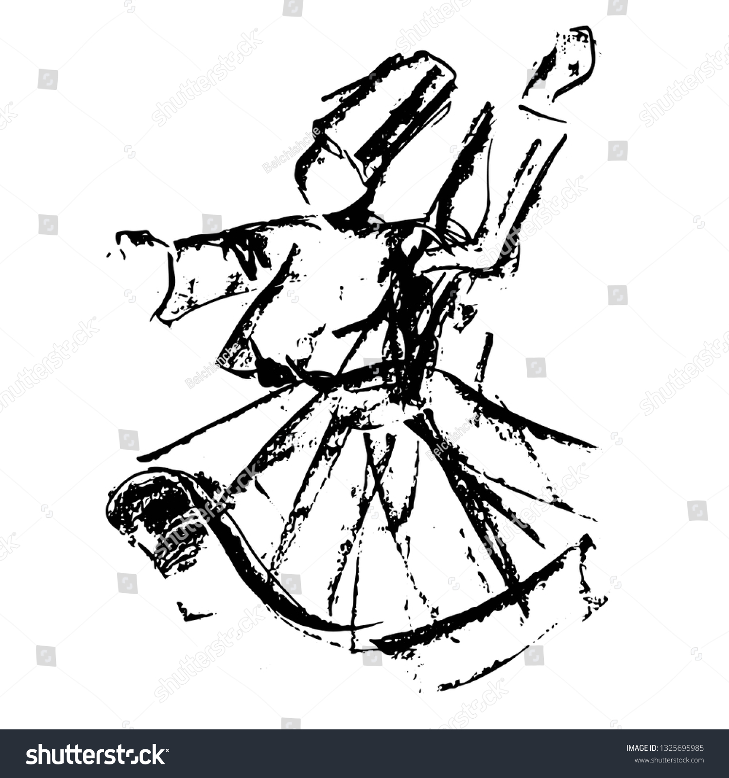 Dancing Sufi Dervish Hand Drawn Sketch Vector De Stock Libre De