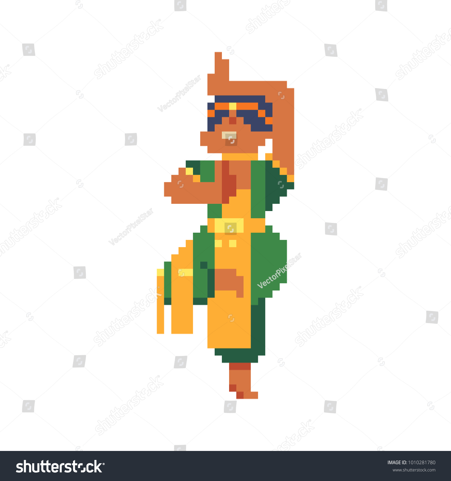 Dancing Woman Traditional Indian Clothes Pixel Stock Vector (Royalty ...