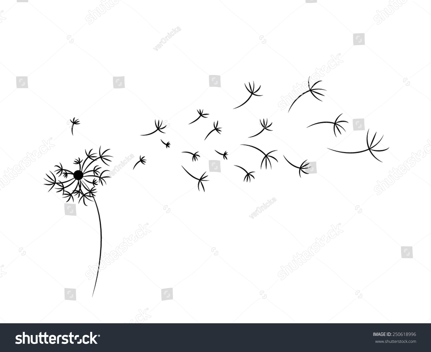 Dandelion Silhouette Isolated On White Background Stock Vector (Royalty ...