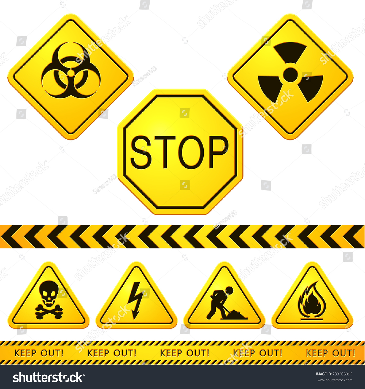 Danger Caution Street Signs Collection Road Stock Vector (Royalty Free ...