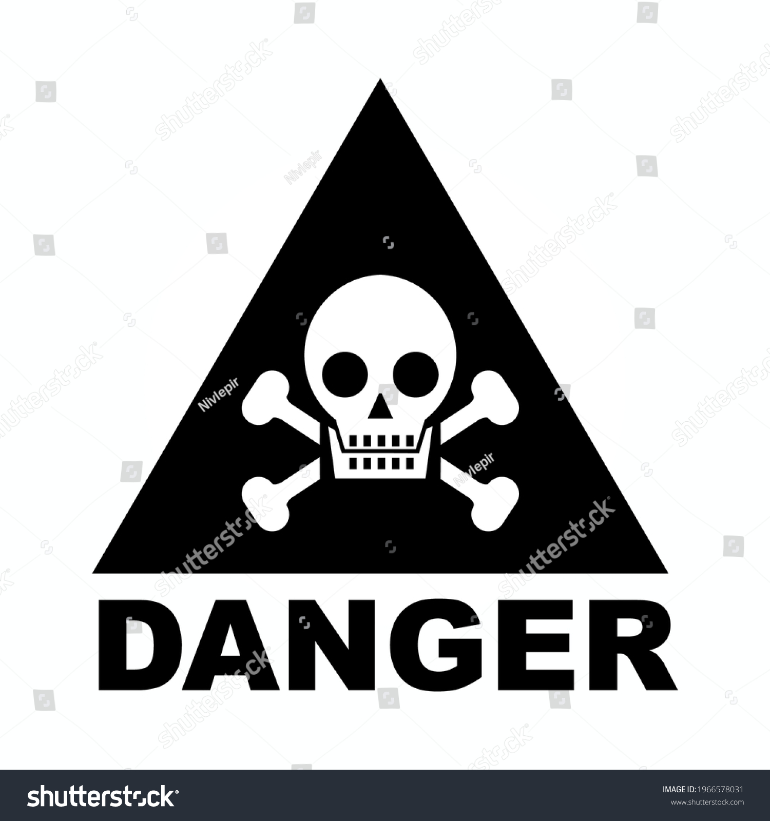 Danger Black Icon Flat Style Isolated Stock Vector (Royalty Free ...