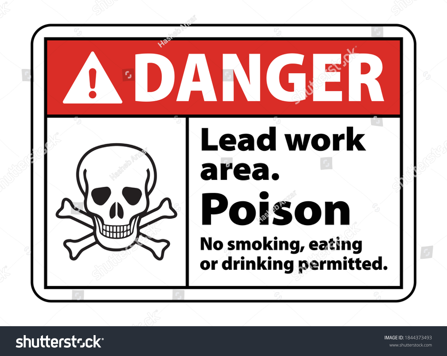 Danger Lead Work Area Poison Area Stock Vector (Royalty Free) 1844373493