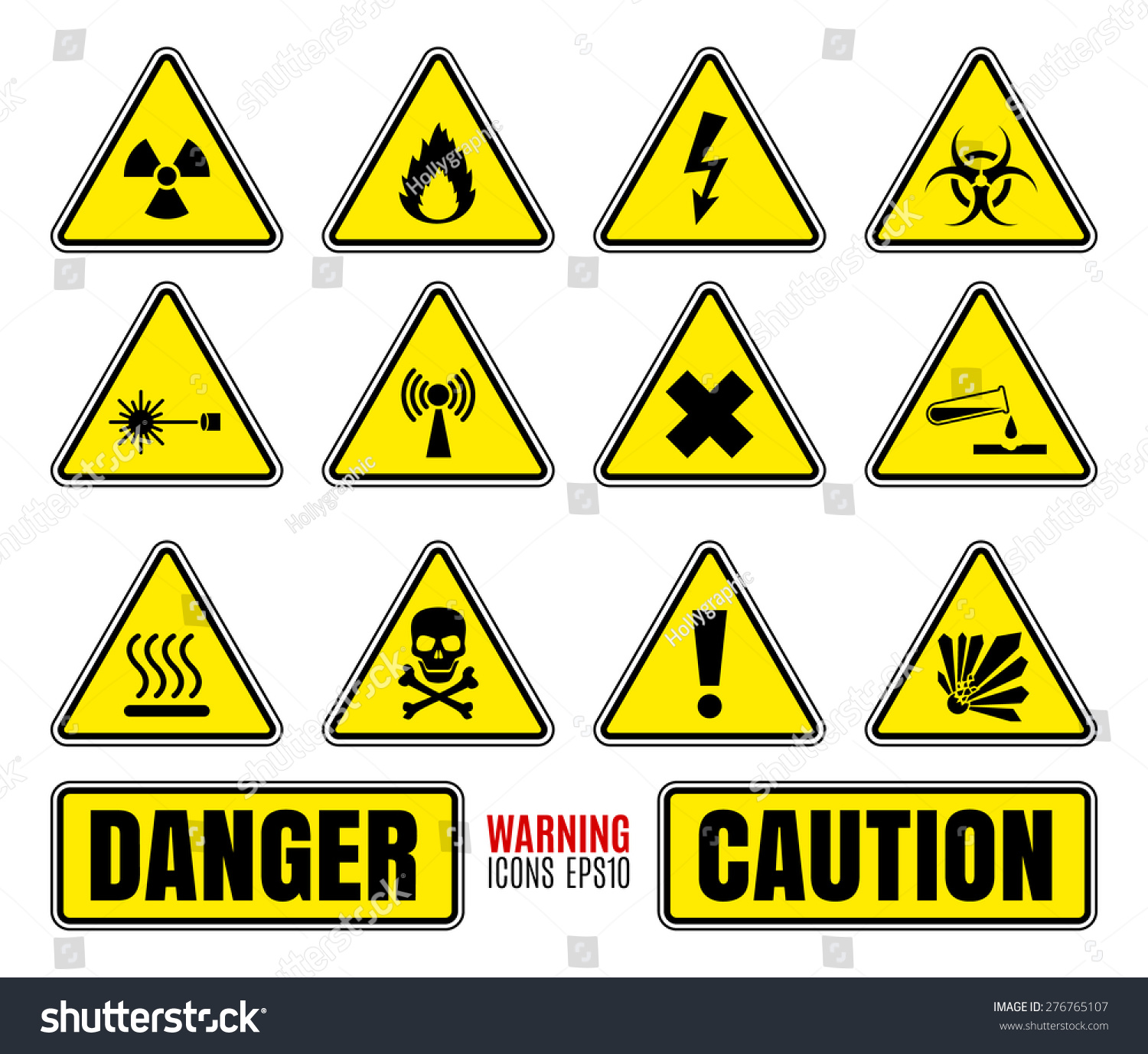 Danger Symbols Set Stock Vector 276765107 - Shutterstock