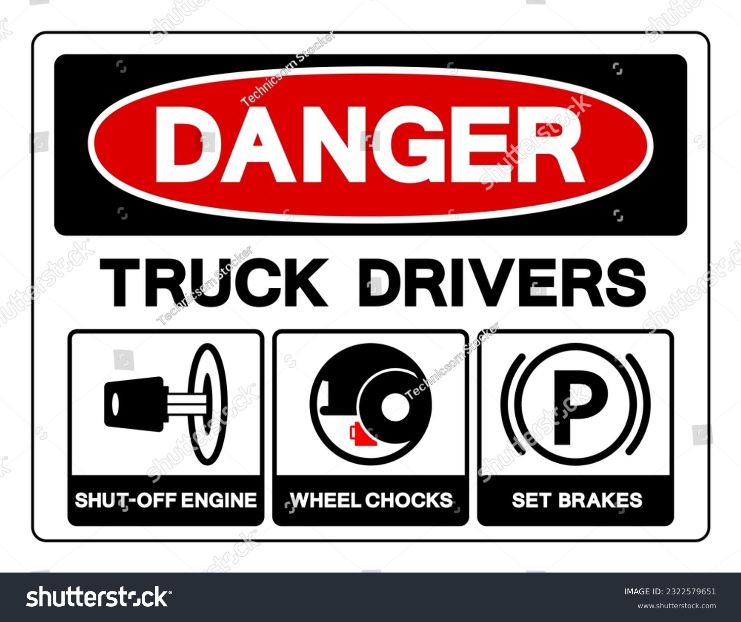 SVG of Danger Truck Drivers Shut-Off Engine Wheel Chocks Set Brakes Symbol Sign, Vector Illustration, Isolate On White Background Label .EPS10 svg