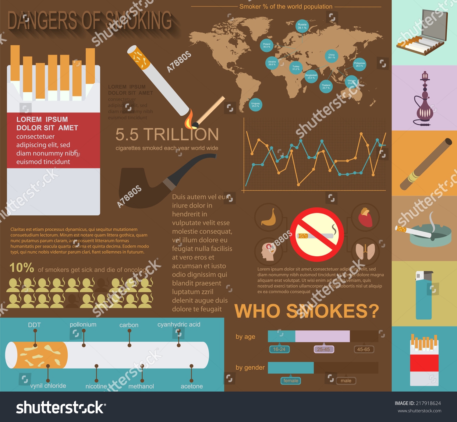 Dangers Smoking Infographics Elements Vector Illustration Stock Vector ...