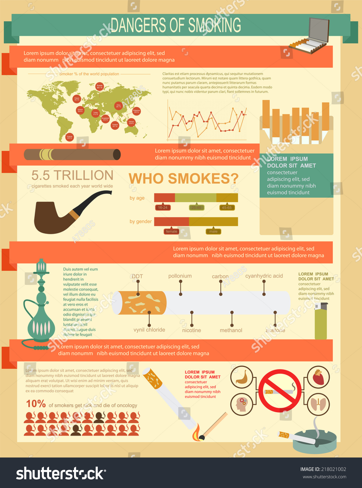 Dangers Smoking Infographics Elements Vector Illustration: Vector De ...