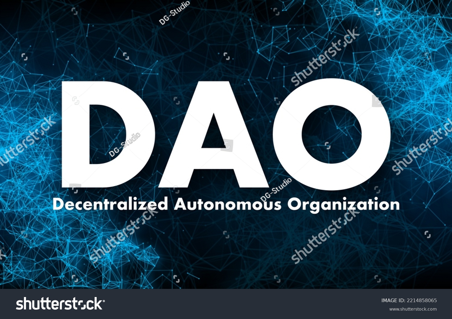 SVG of DAO, Decentralized Autonomous Organization, leadership by code and blockchain. Vector stock illustration. svg