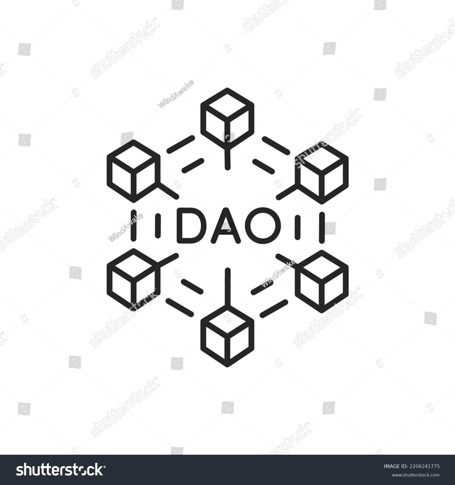 SVG of DAO line icon, Decentralized Autonomous Organisation symbol isolated on white background. svg
