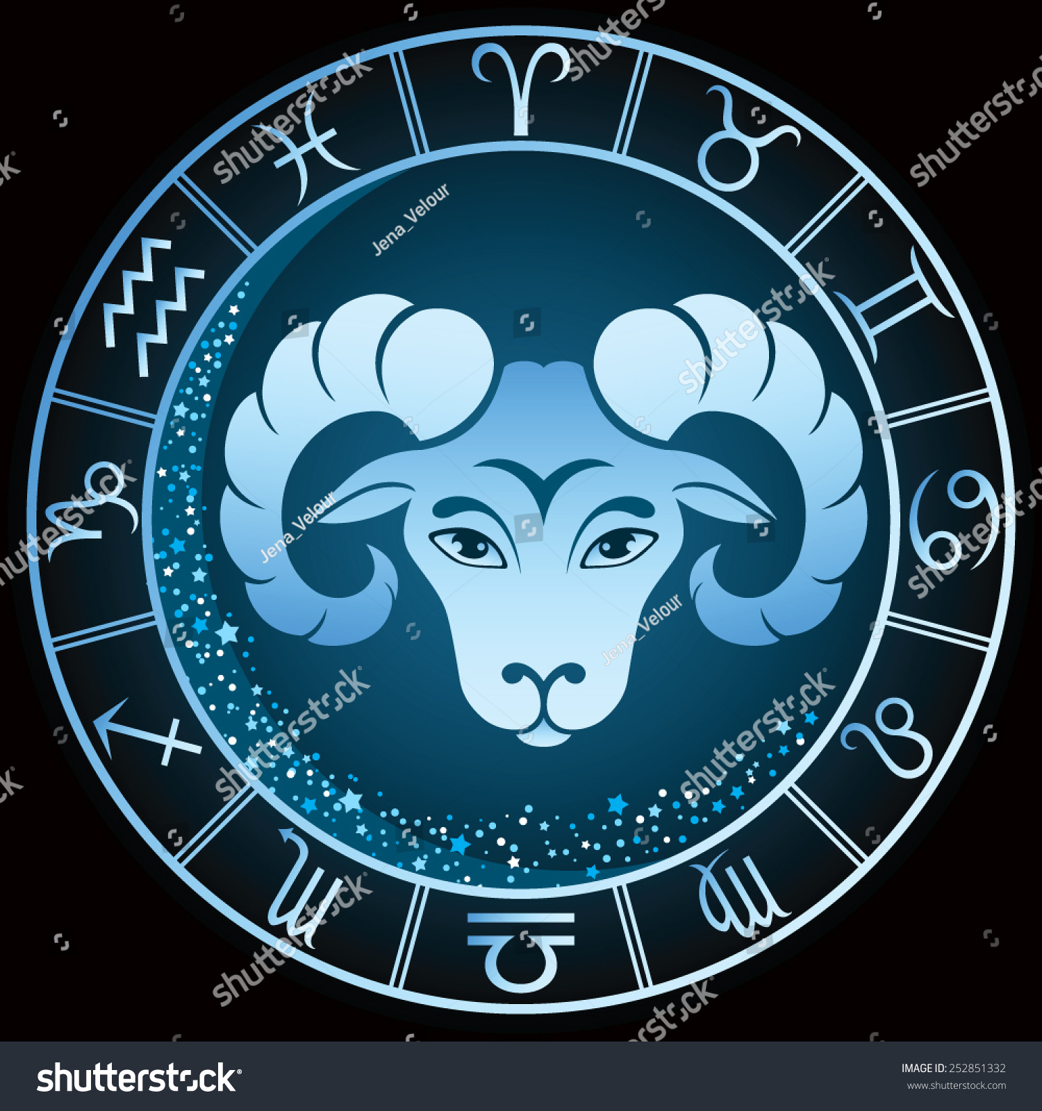 Dark Blue Aries Zodiac Sign Vector Stock Vector (Royalty Free) 252851332