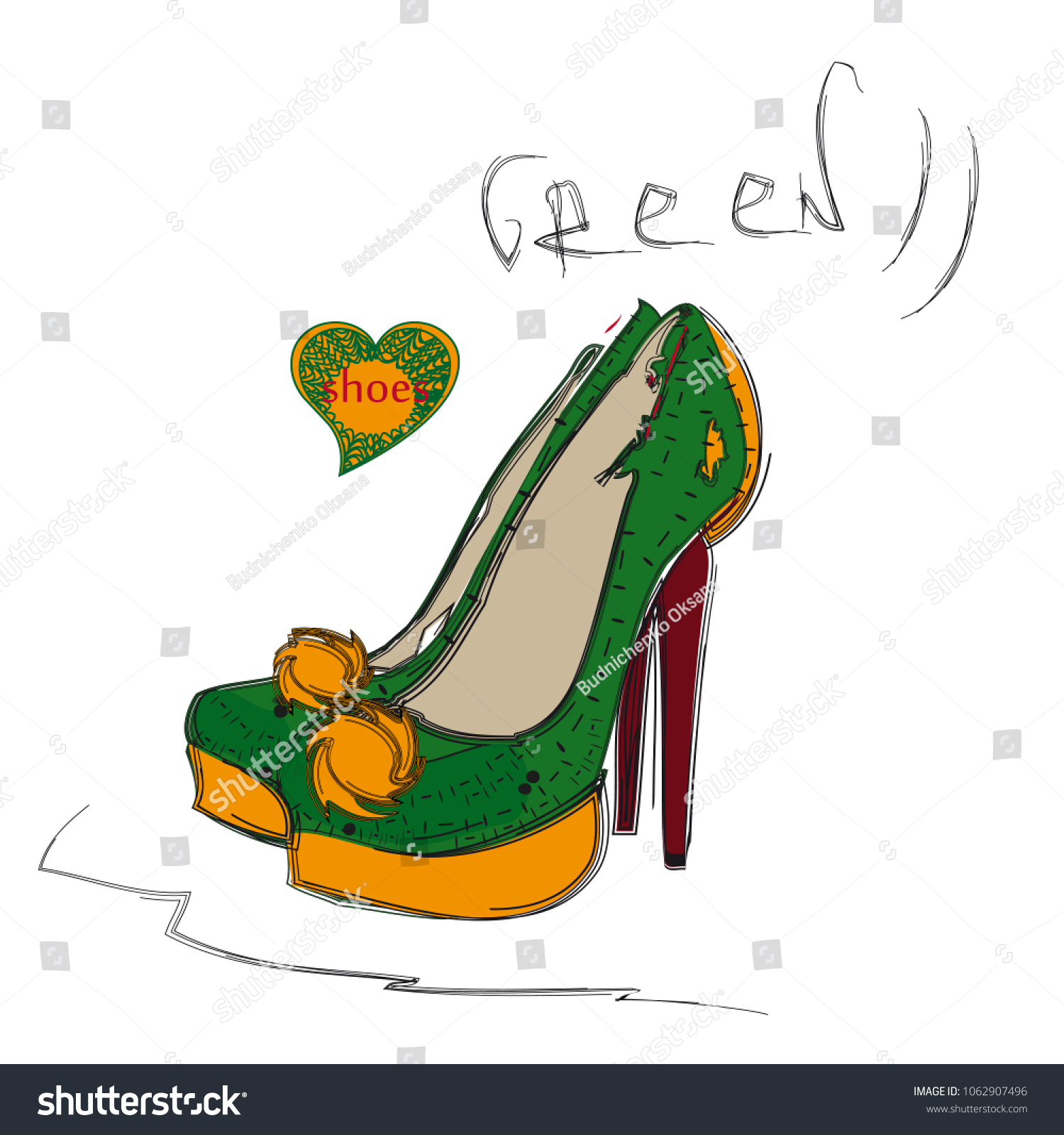 dark green high heel shoes