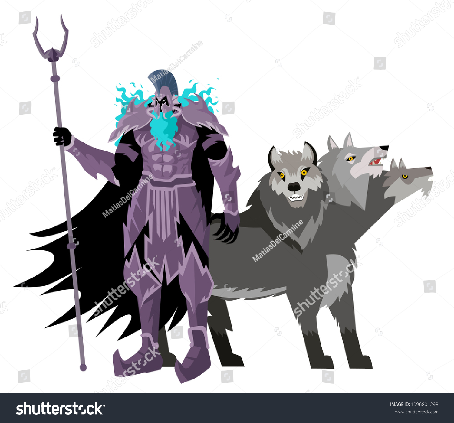 Dark Knight Hades Greek Mythology God Stock Vector Royalty Free