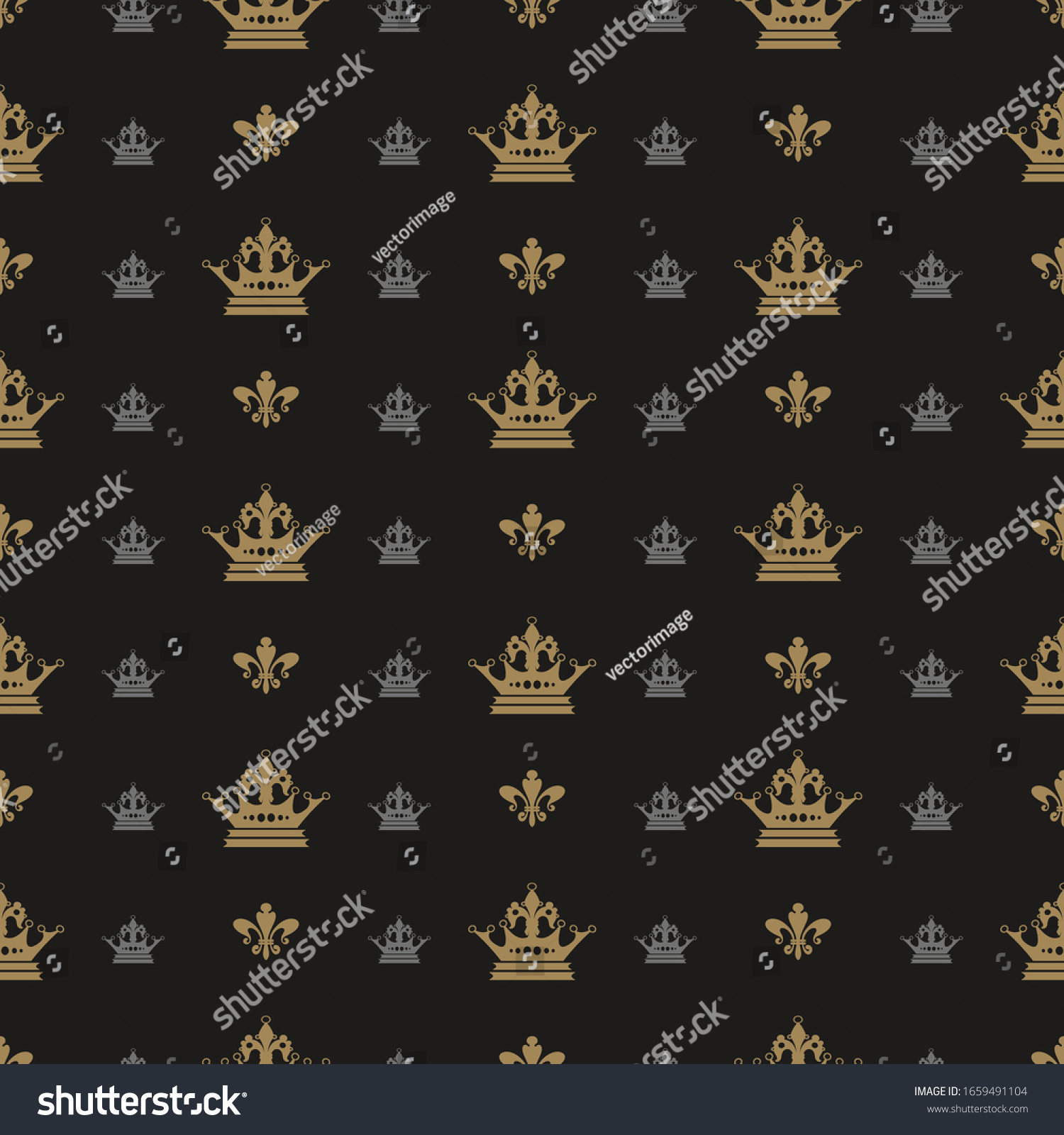 暗い王室の壁紙 レトロなスタイルの背景パターン ベクター画像 のベクター画像素材 ロイヤリティフリー
