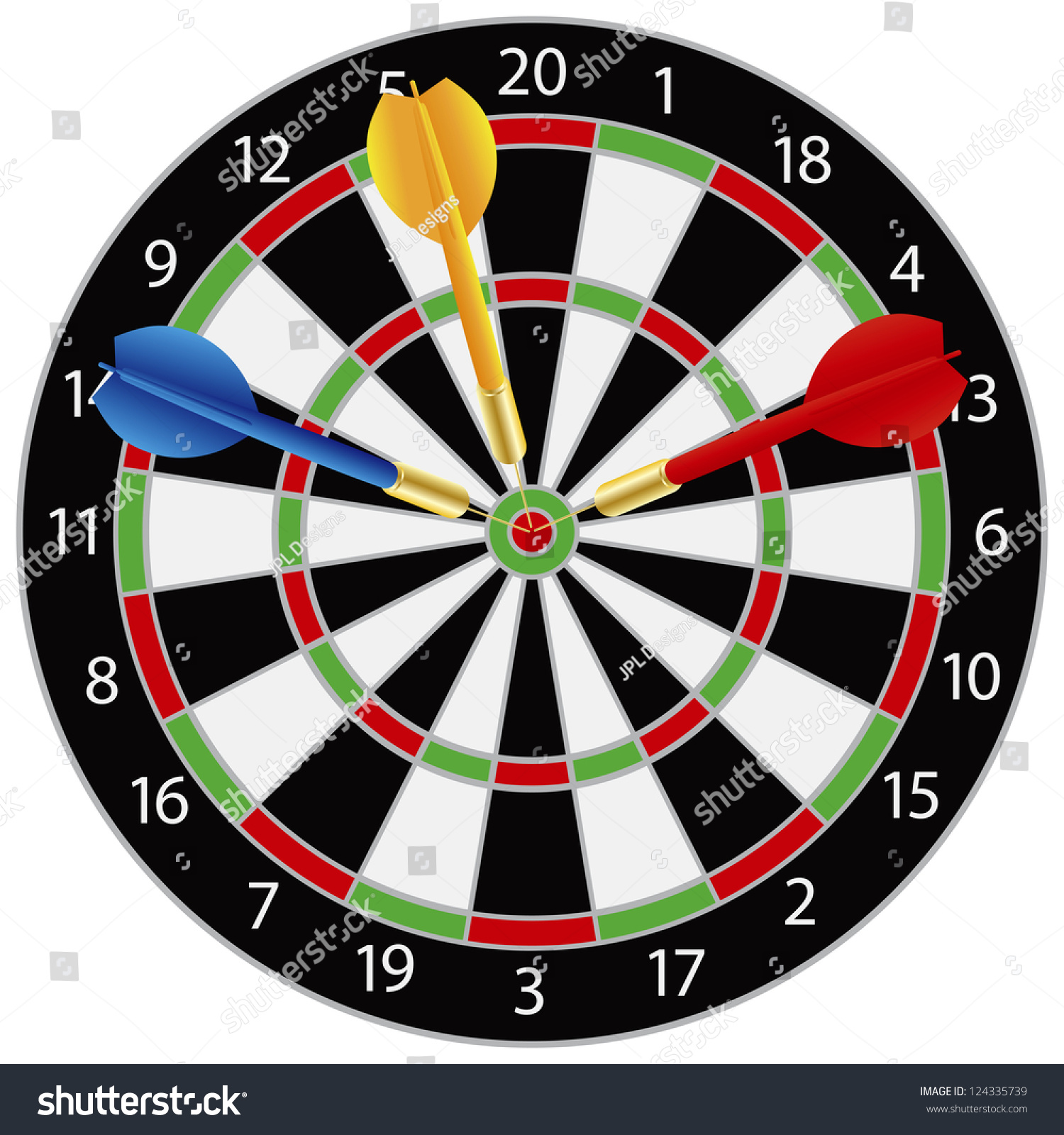 Dartboard Darts On Bullseye Illustration Isolated Stock Vector ...
