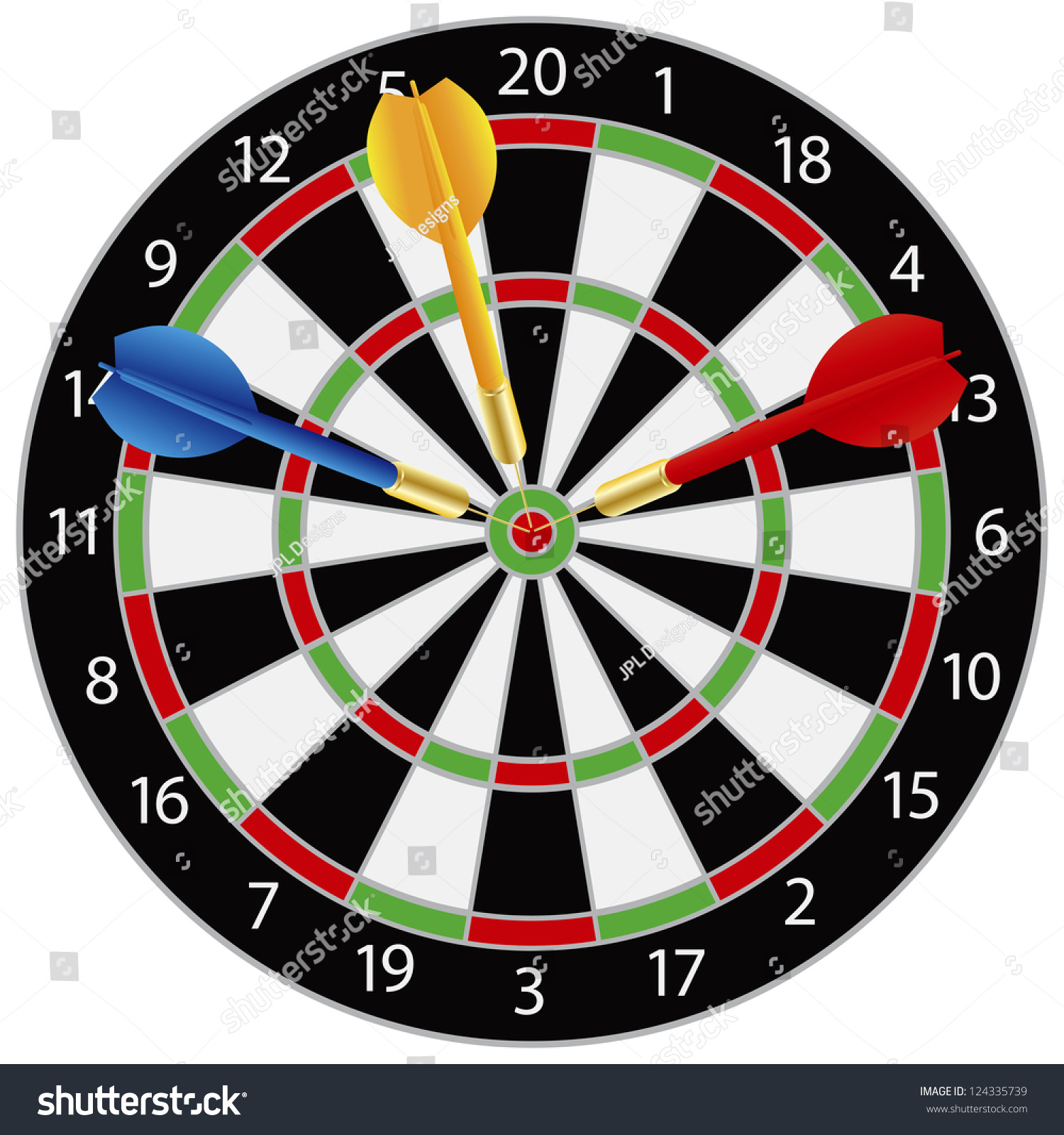 Dartboard Darts On Bullseye Illustration Isolated Stock Vector Royalty