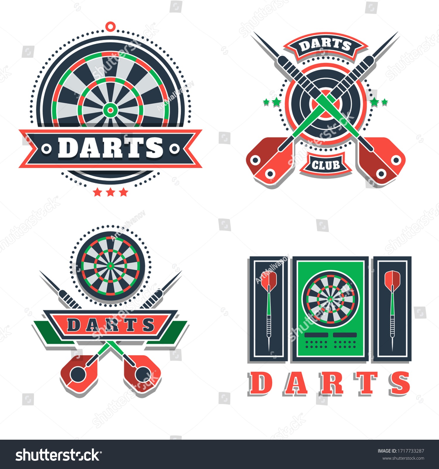 Darts Tournament Club Logo Set Design: เวกเตอร์สต็อก (ปลอดค่าลิขสิทธิ์ ...