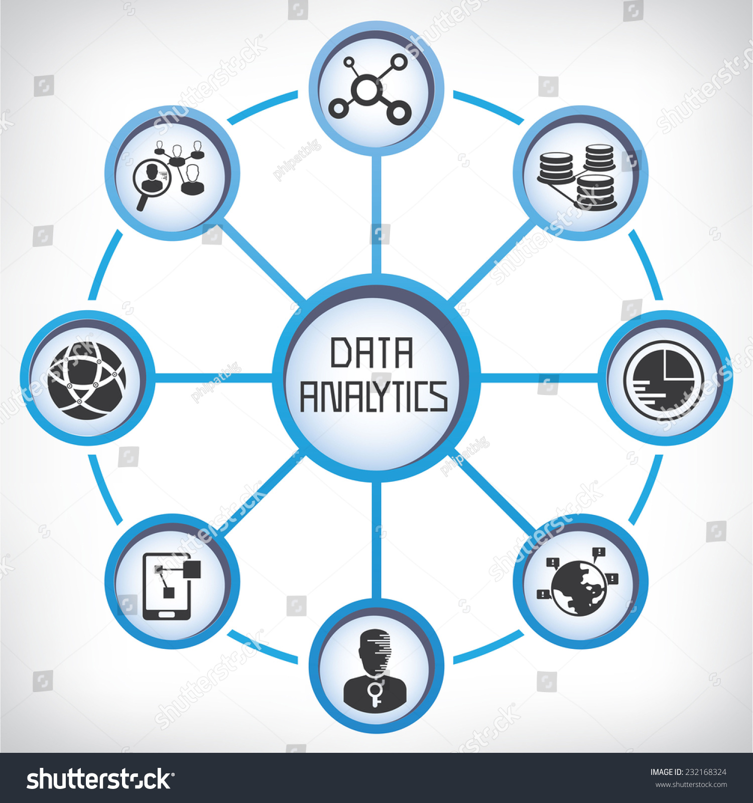 Data Analytics Concept Information Technology Diagram Stock Vector