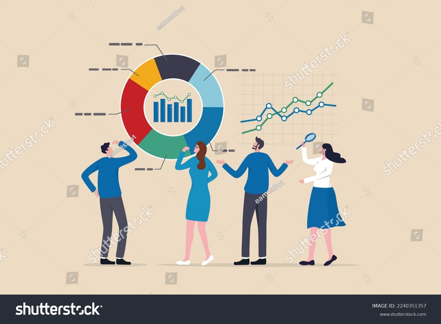 SVG of Data analytics, statistic to analyze, business graph dashboard, marketing research, diagram for optimization, big data and information concept, business people marketing team analyze graph and chart. svg