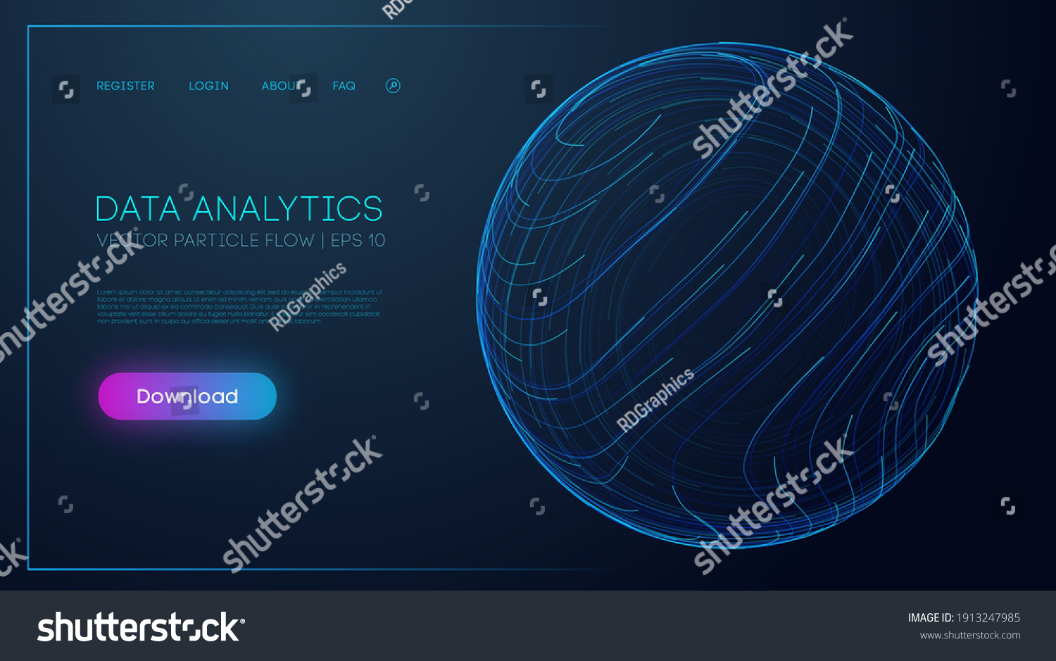 Data Analytics Vector Particle Flow Sphere Stock Vector (Royalty Free ...