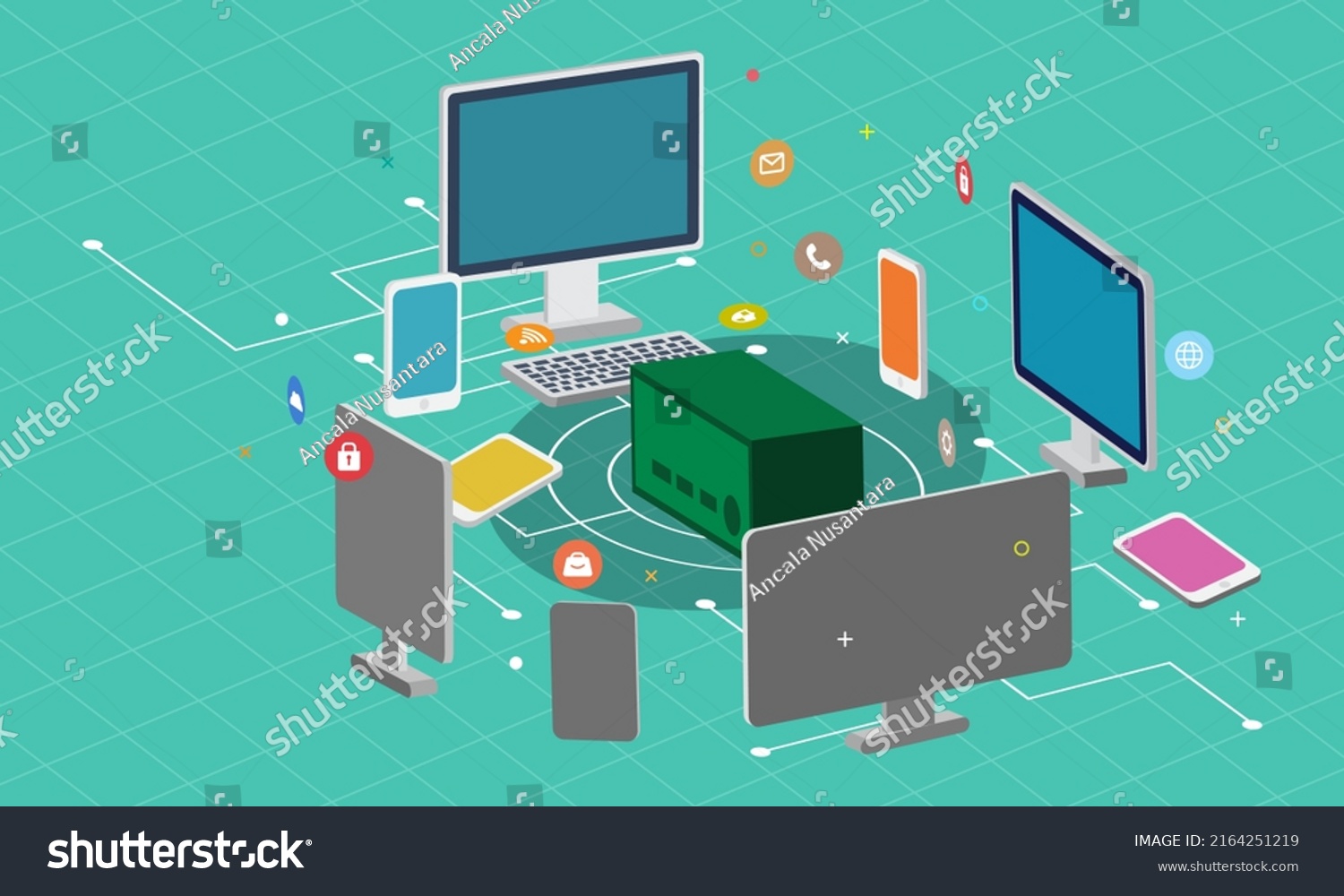 Data Center Technology Isometric Vector Illustration Stock Vector ...