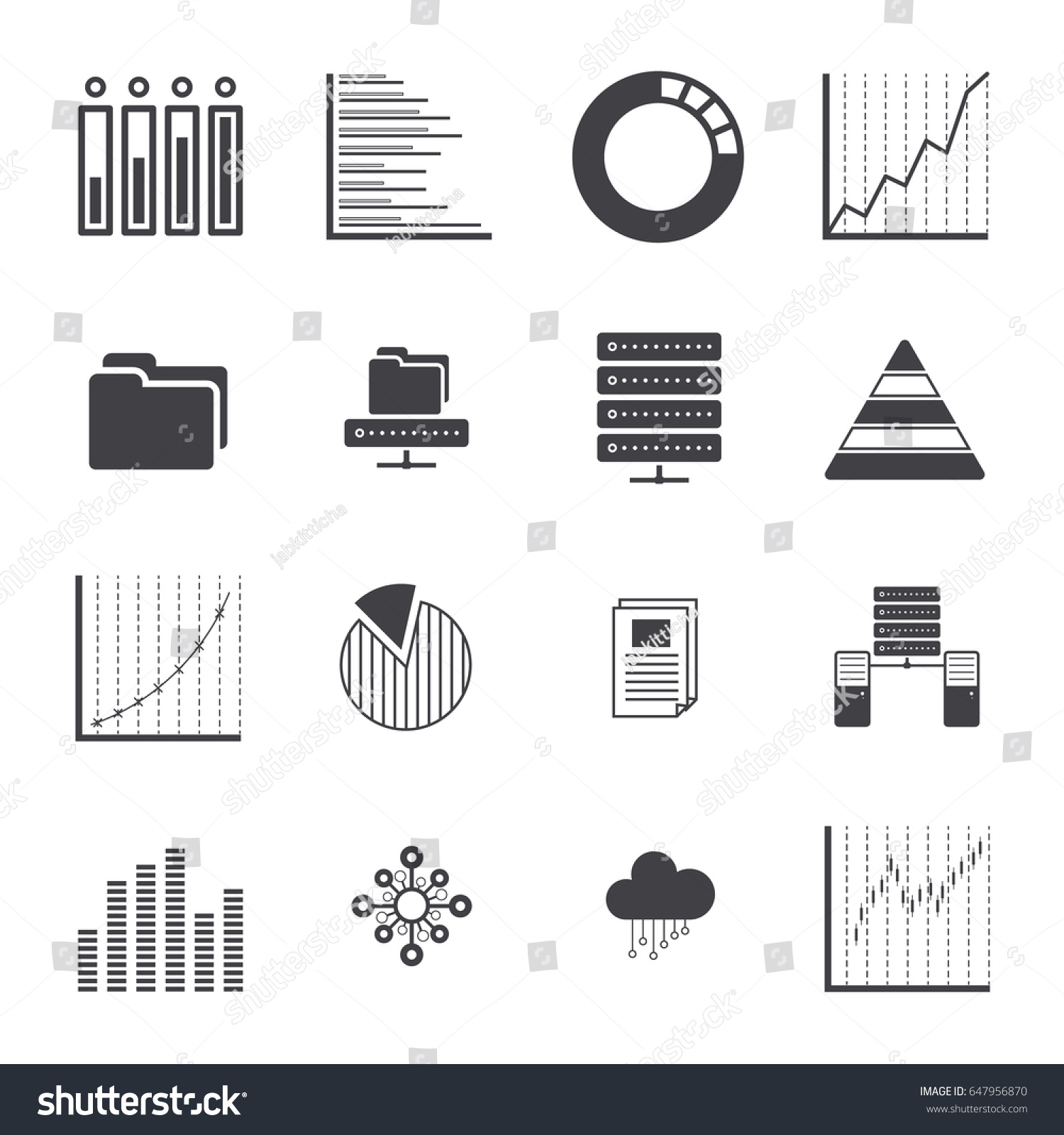 Data Icon Set Black White Icon Stock Vector (royalty Free) 647956870 