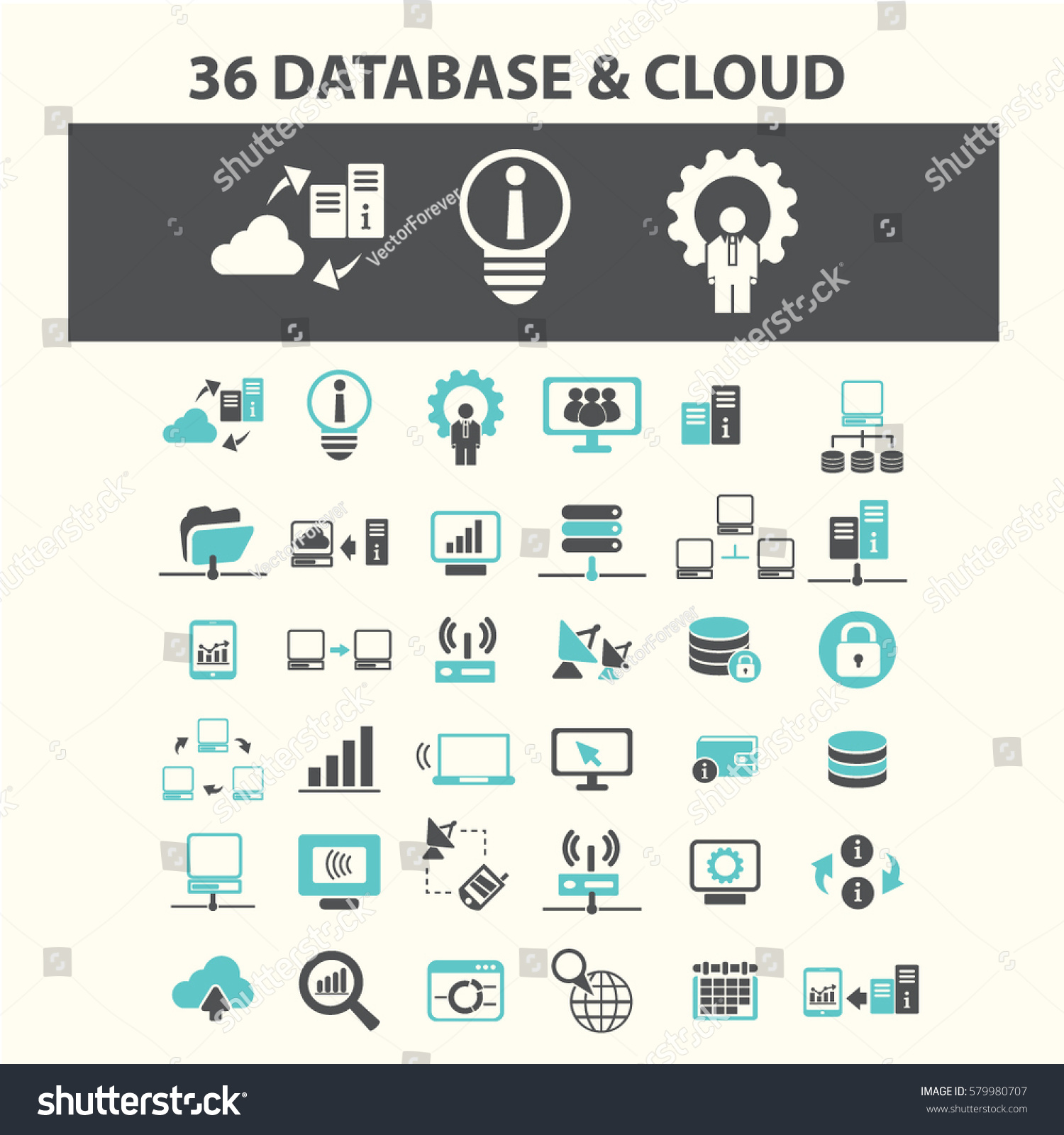 Database Cloud Icons Stock Vector (Royalty Free) 579980707