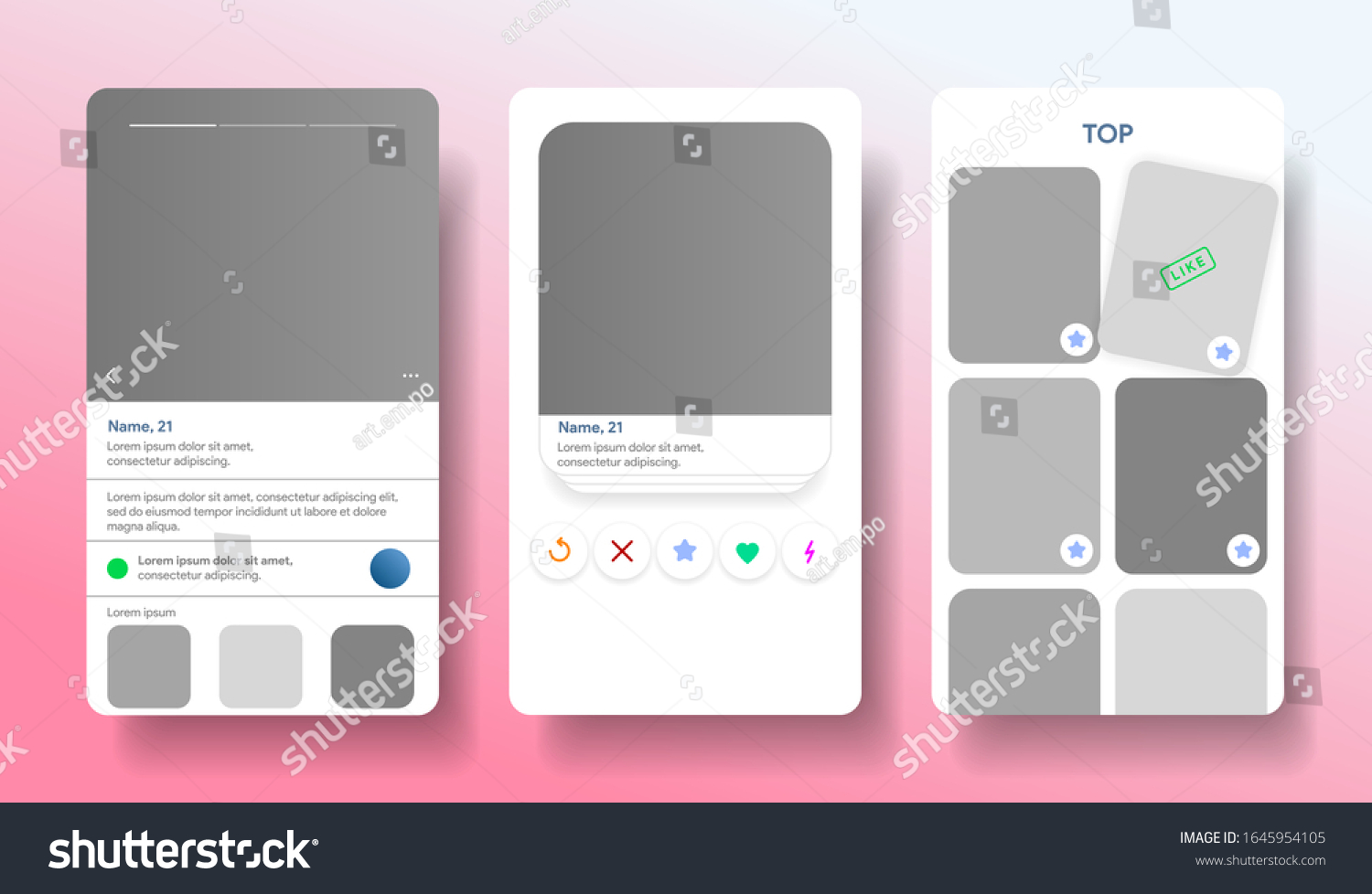 Download Dating App Design Inspired By Tinder Stock Vector Royalty Free 1645954105