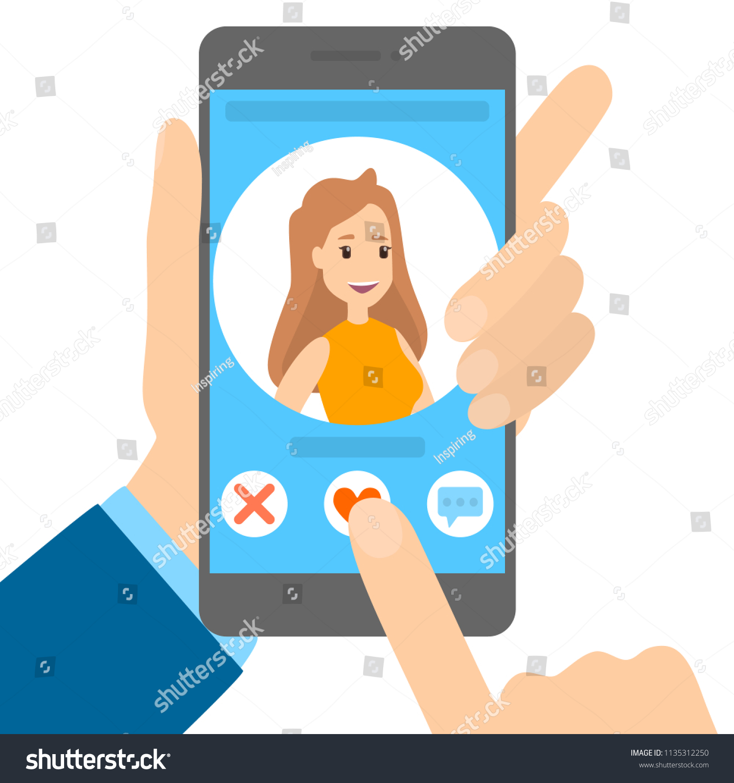 Dating App On Phone Online Communication Stock Vector Royalty Free 1135312250