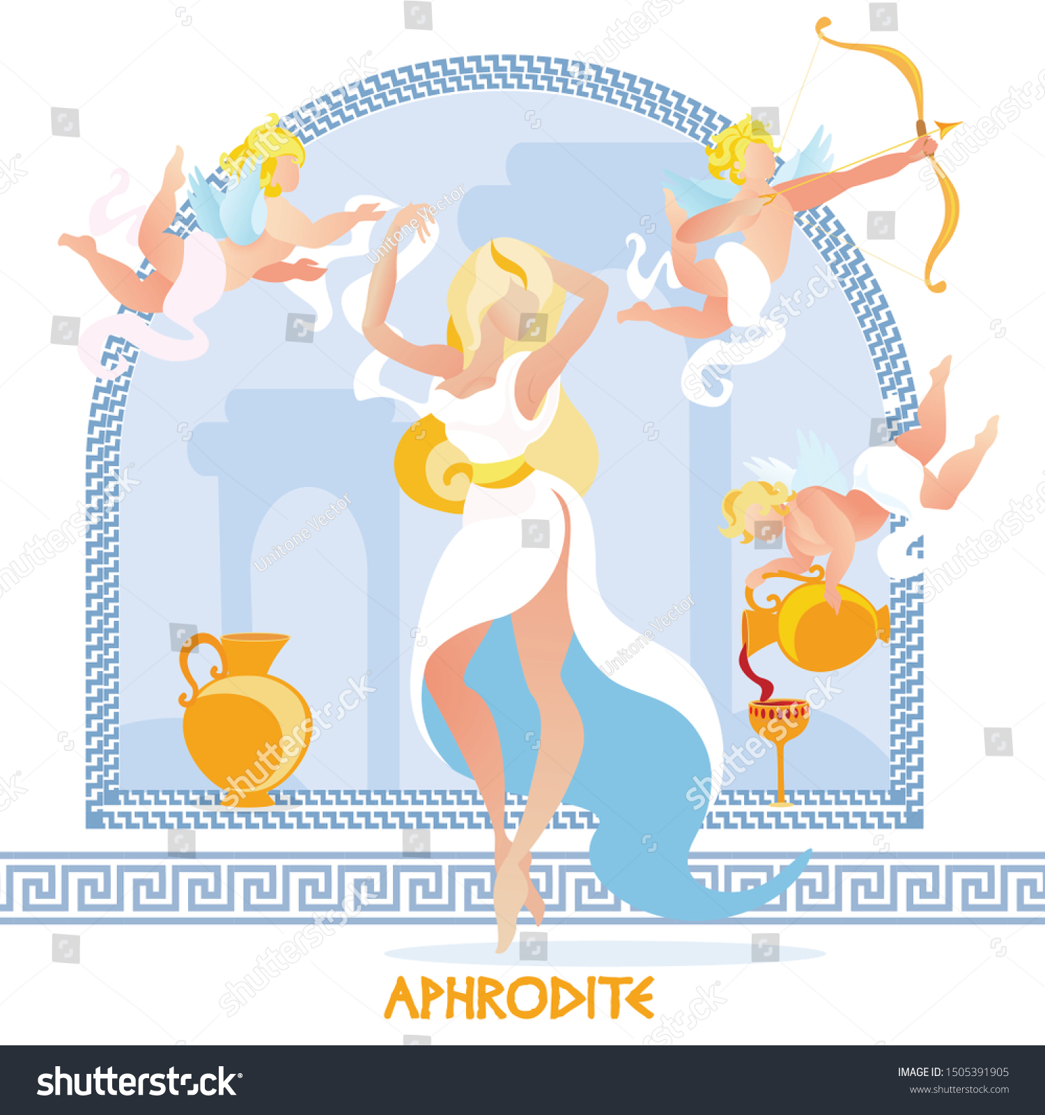 Daughter Zeus Beautiful Aphrodite Posing White Stock Vector