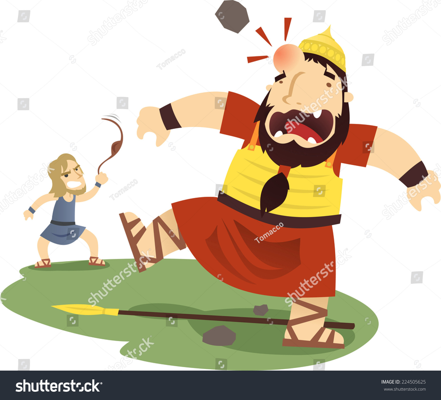 David Goliath Cartoon Illustration Stock Vector 224505625 - Shutterstock